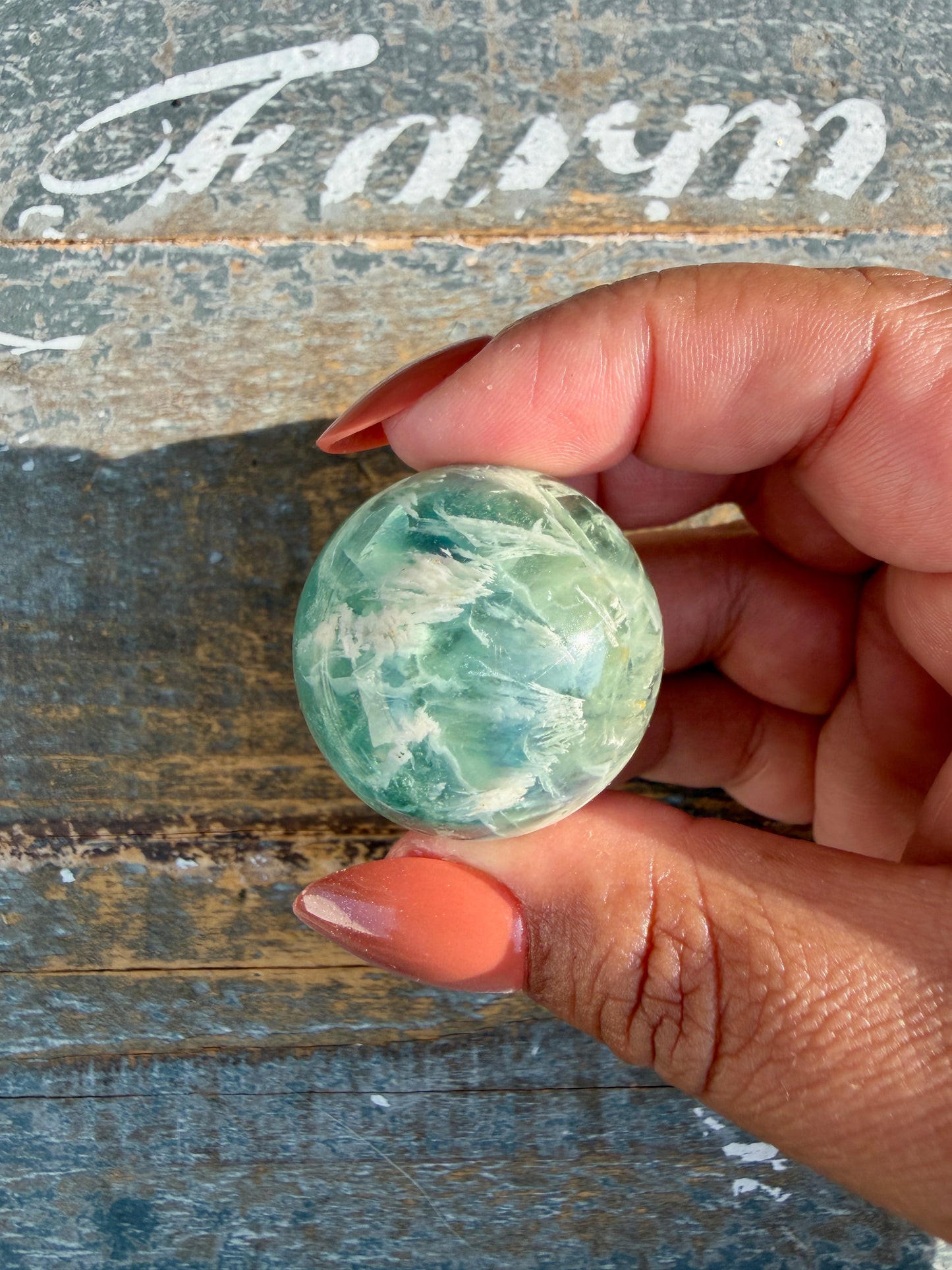Gorgeous Feathered Fluorite Sphere | Opt 18
