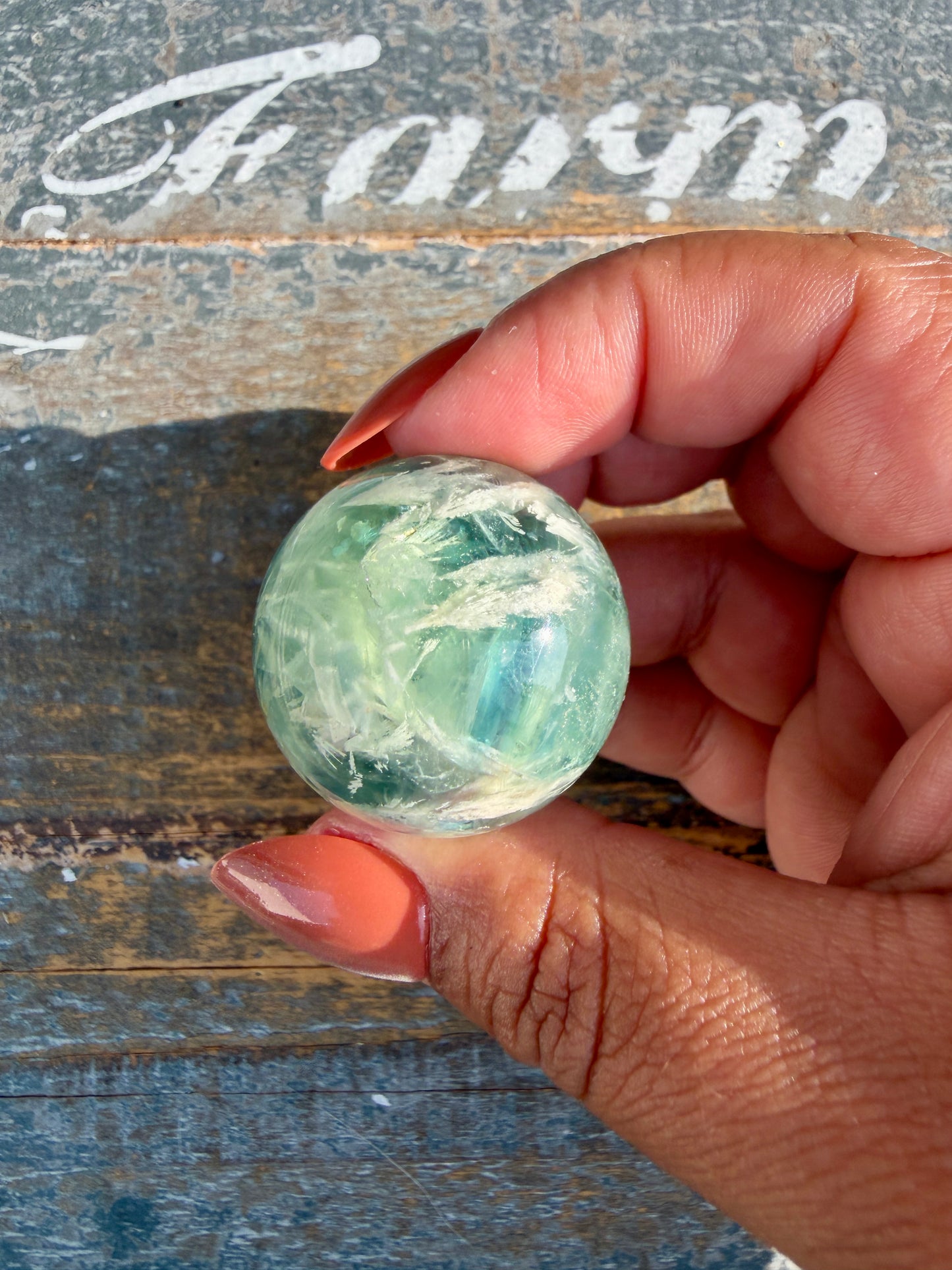Gorgeous Feathered Fluorite Sphere | Opt 18