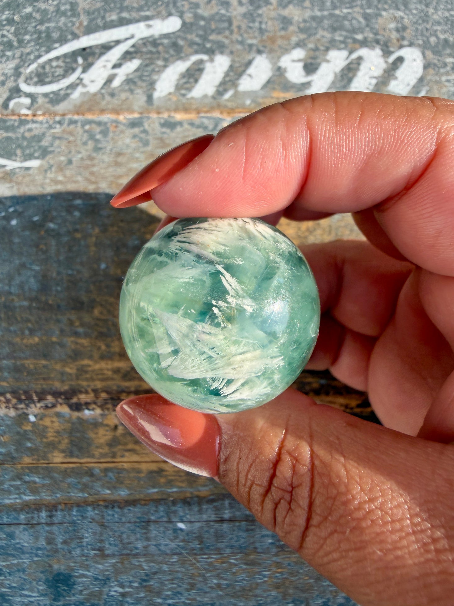 Gorgeous Feathered Fluorite Sphere | Opt 18