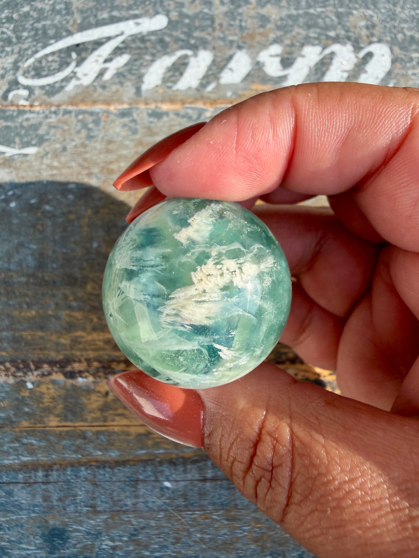 Gorgeous Feathered Fluorite Sphere | Opt 18