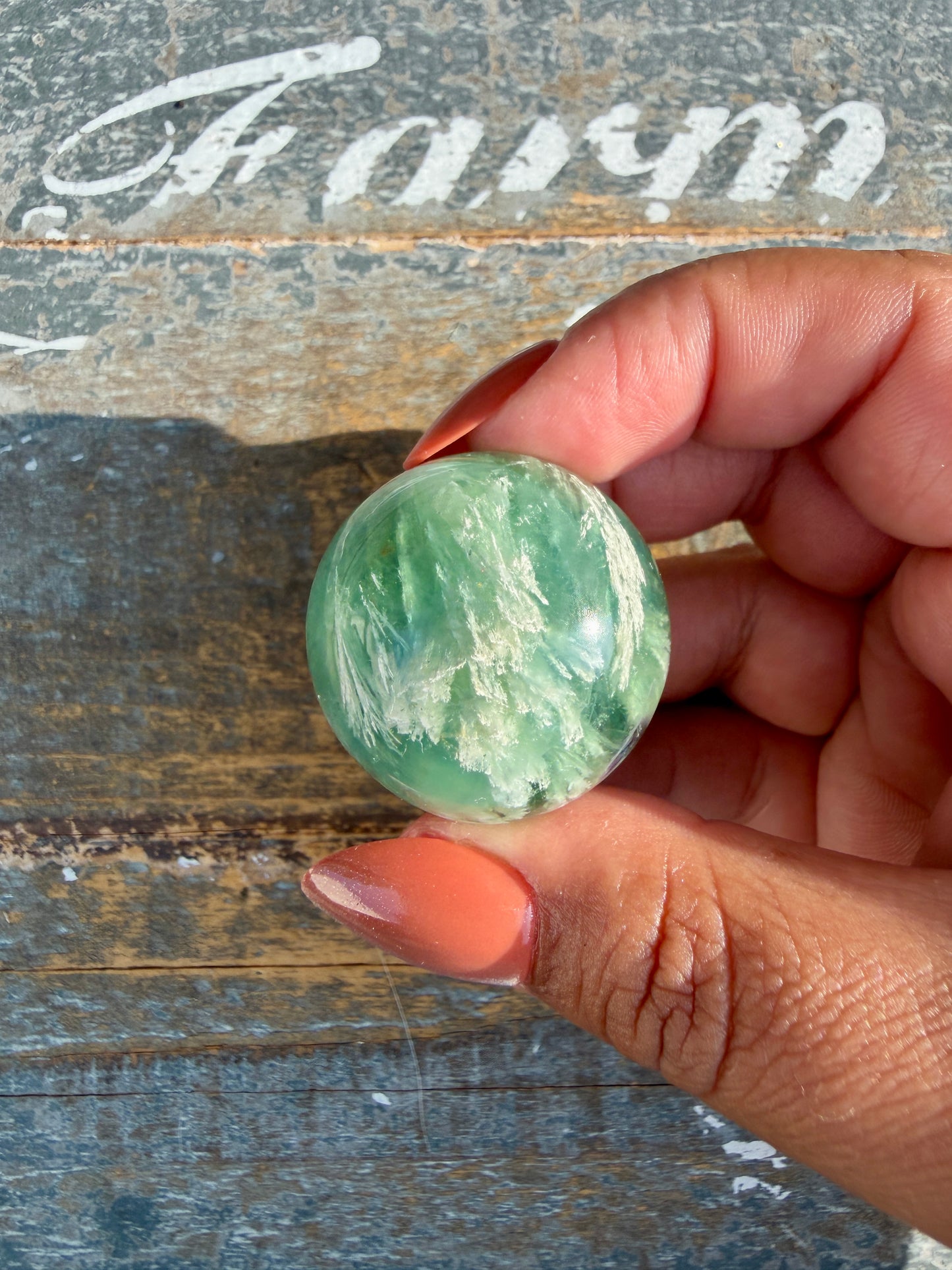 Gorgeous Feathered Fluorite Sphere | Opt 19