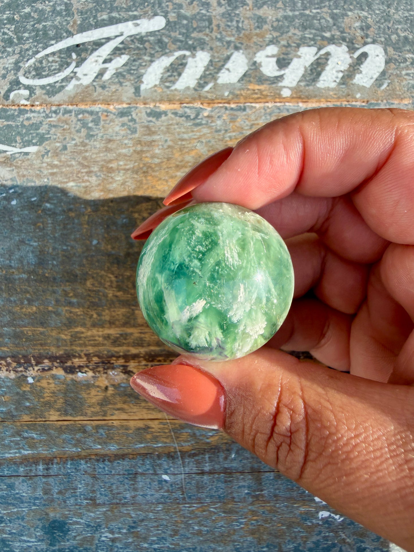 Gorgeous Feathered Fluorite Sphere | Opt 19