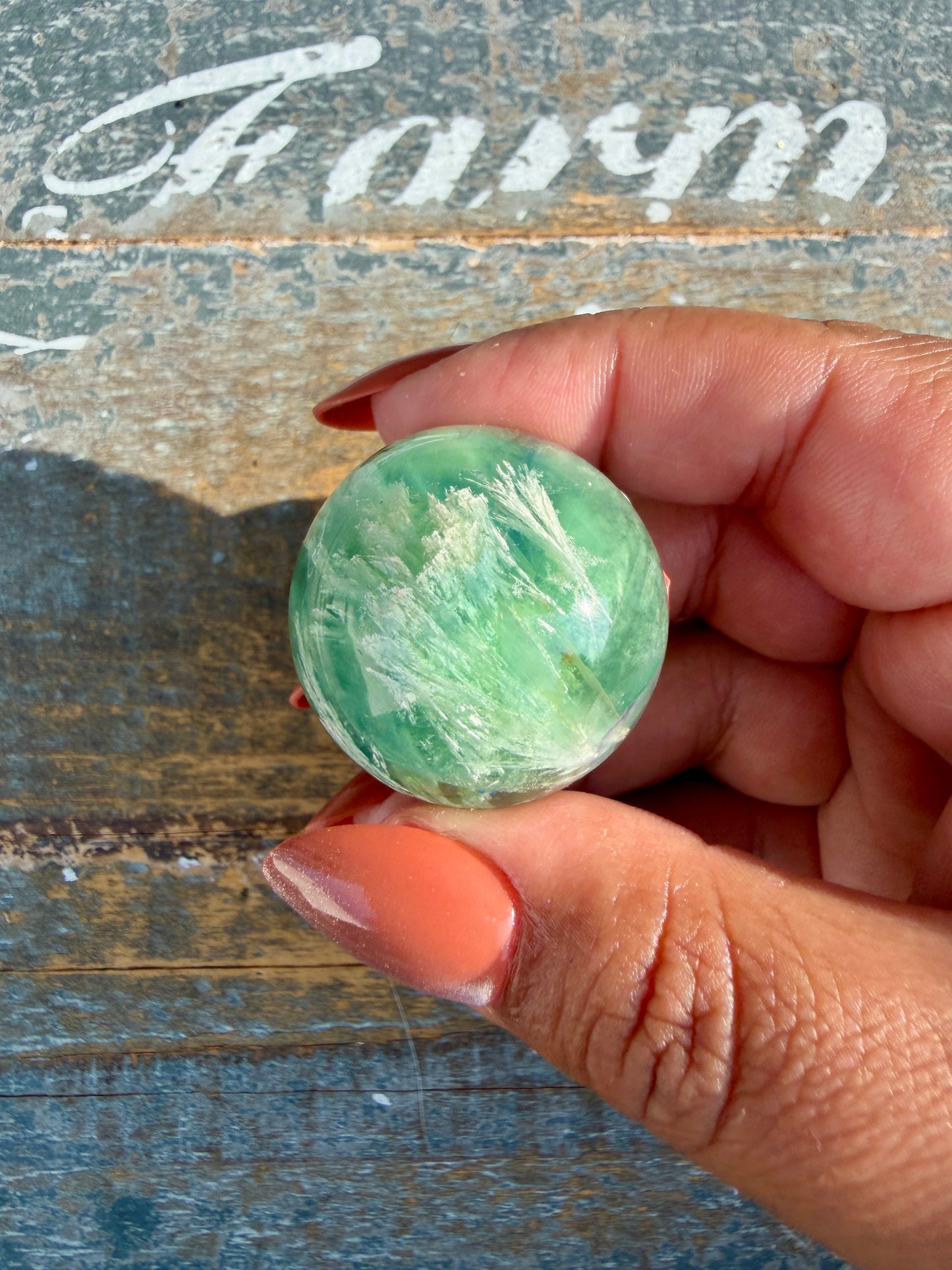 Gorgeous Feathered Fluorite Sphere | Opt 19