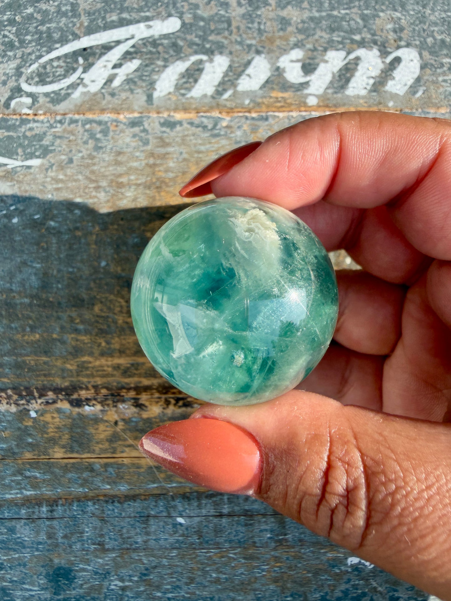 Gorgeous Feathered Fluorite Sphere | Opt 23