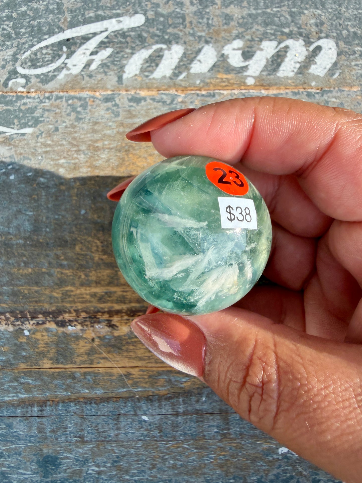 Gorgeous Feathered Fluorite Sphere | Opt 23