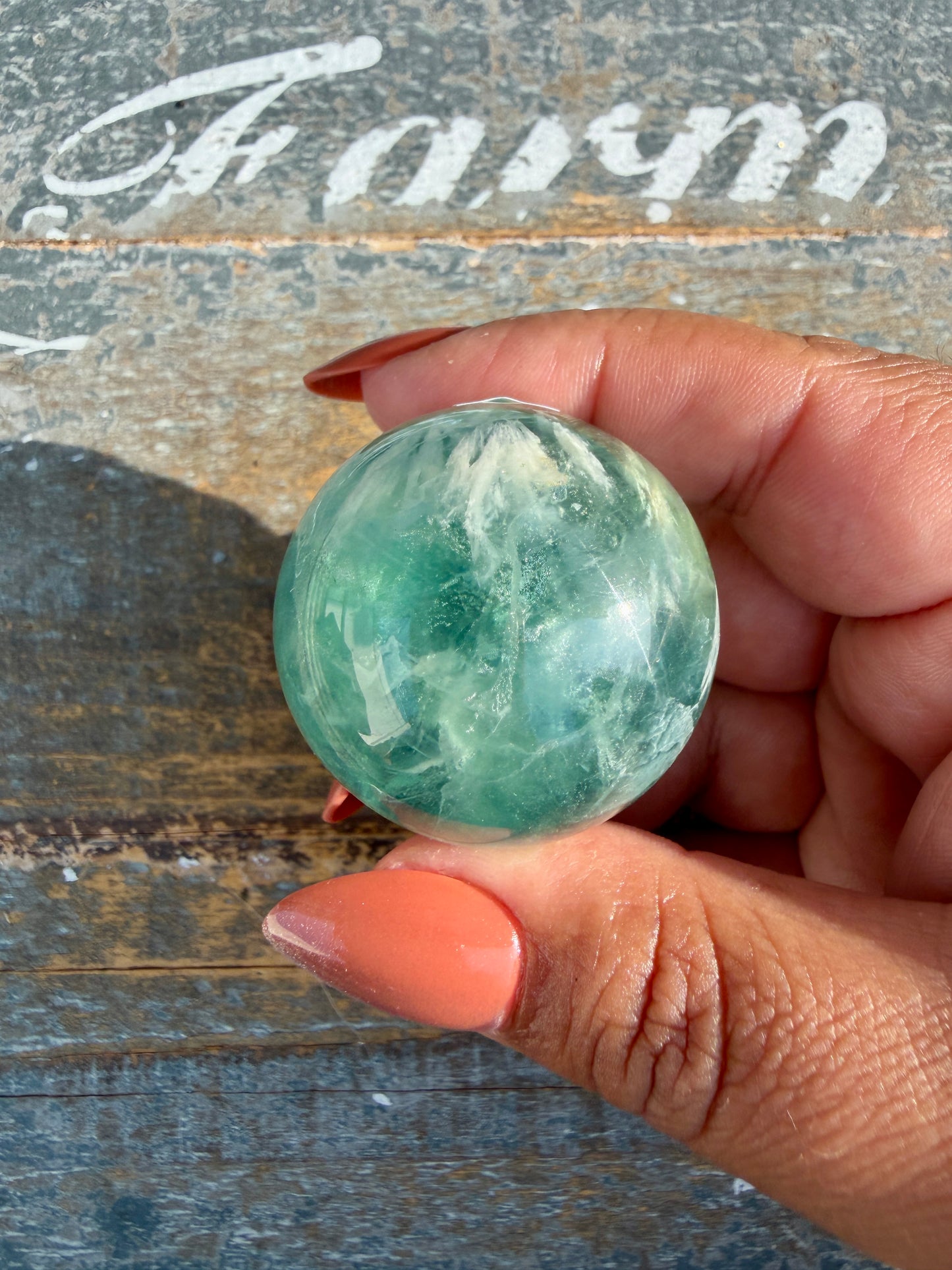 Gorgeous Feathered Fluorite Sphere | Opt 23