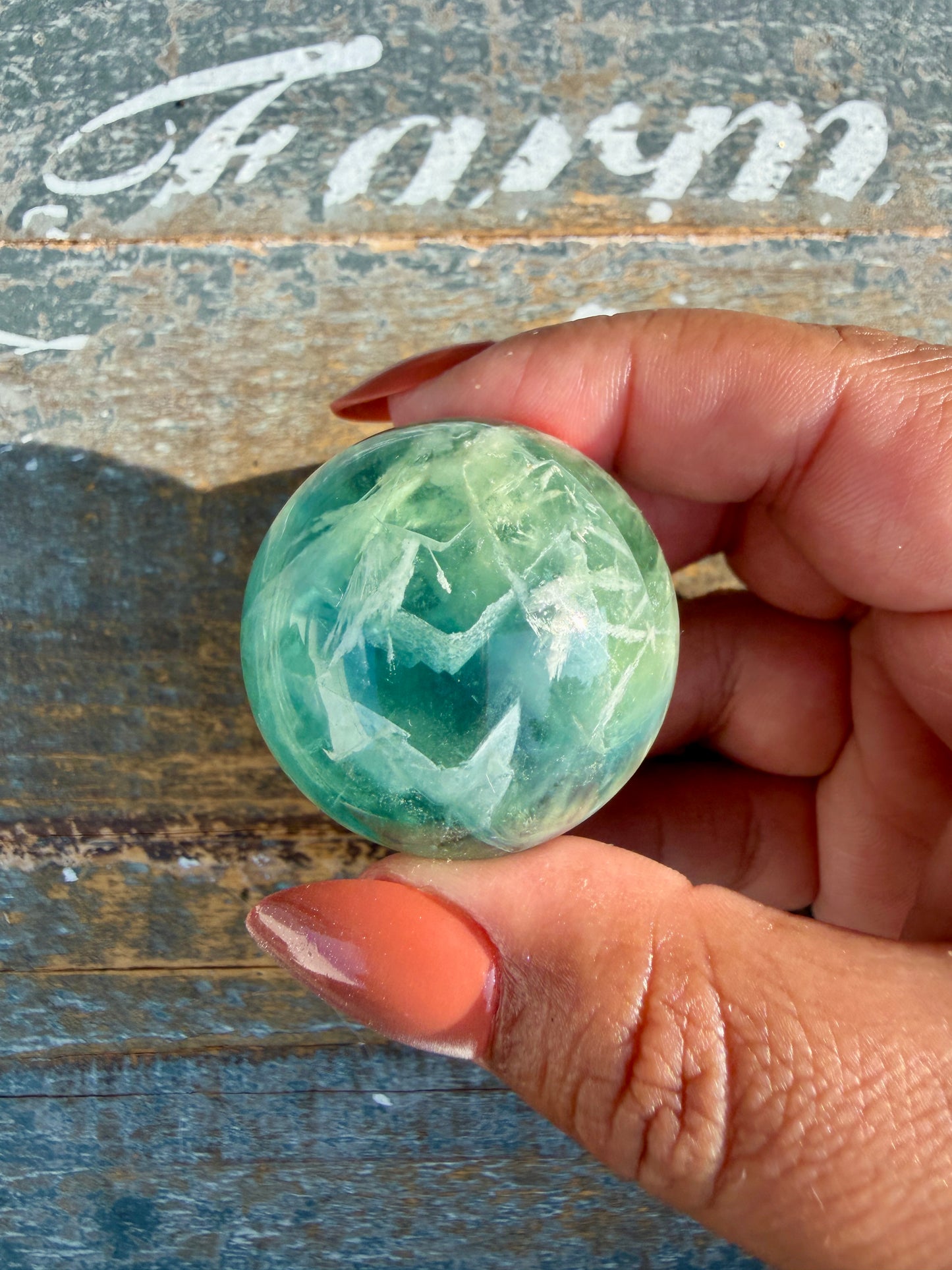 Gorgeous Feathered Fluorite Sphere | Opt 23