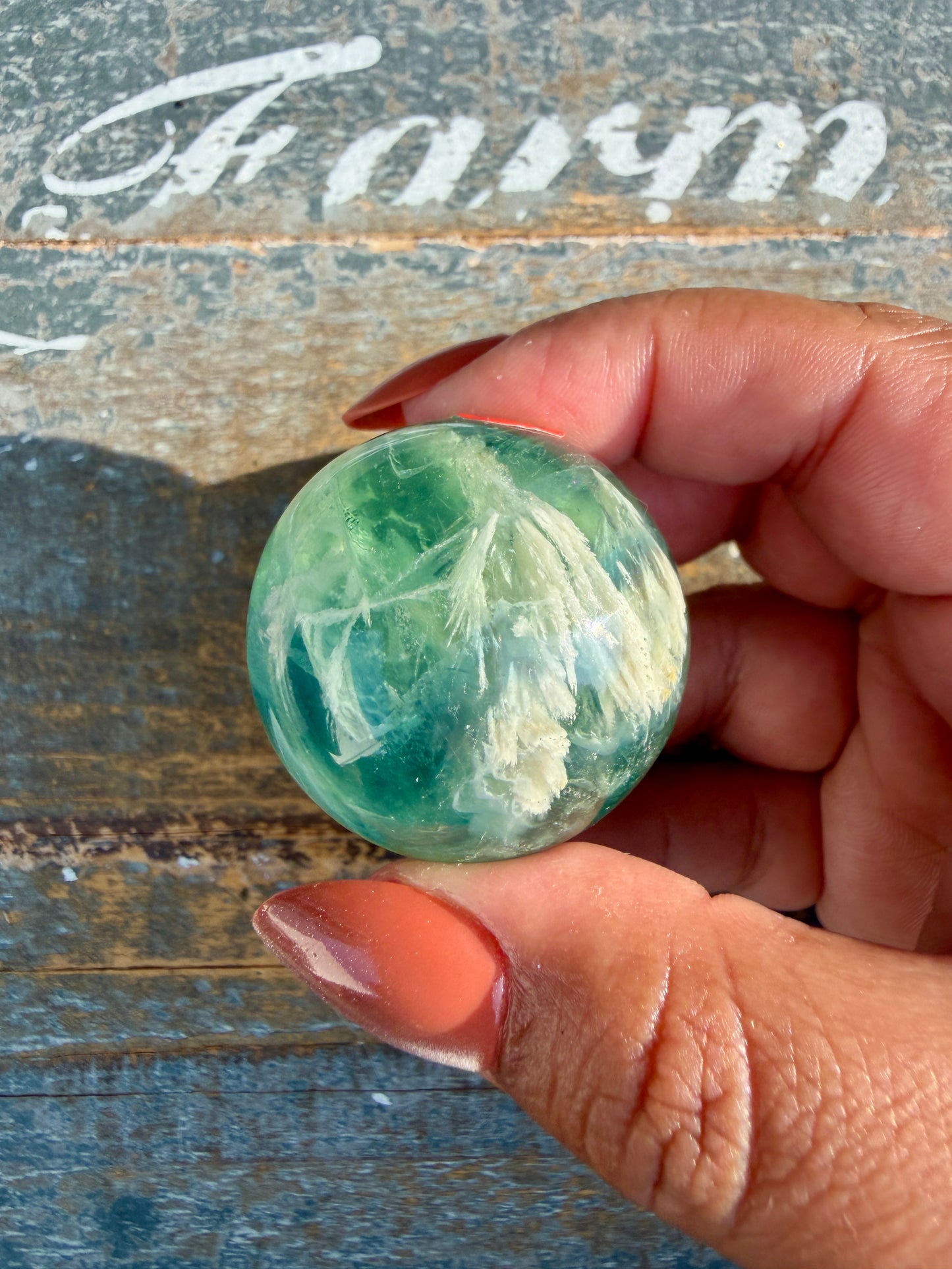 Gorgeous Feathered Fluorite Sphere | Opt 23
