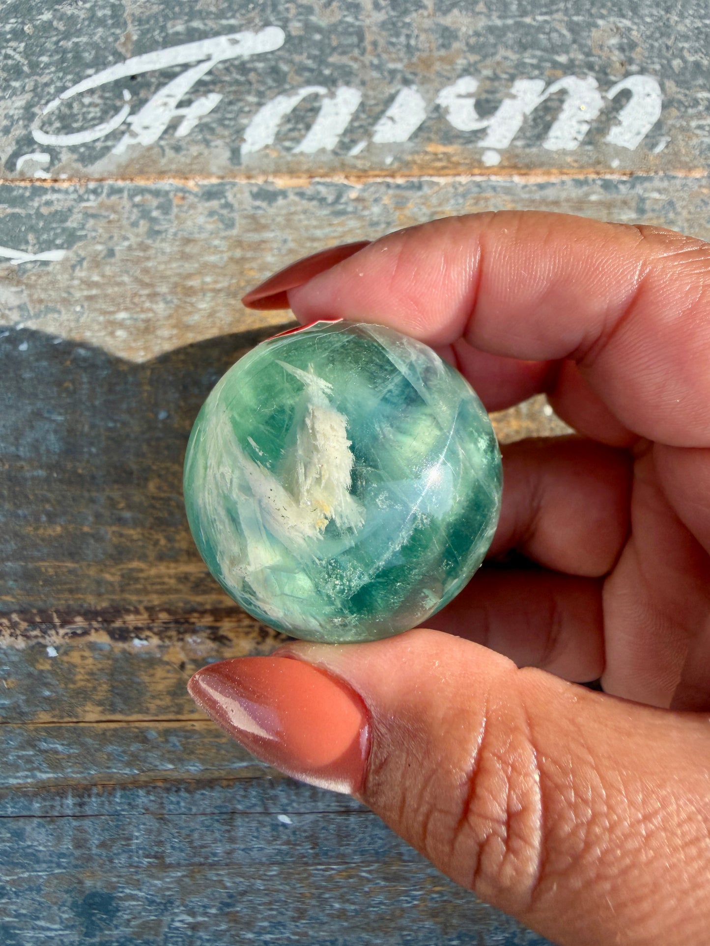 Gorgeous Feathered Fluorite Sphere | Opt 23