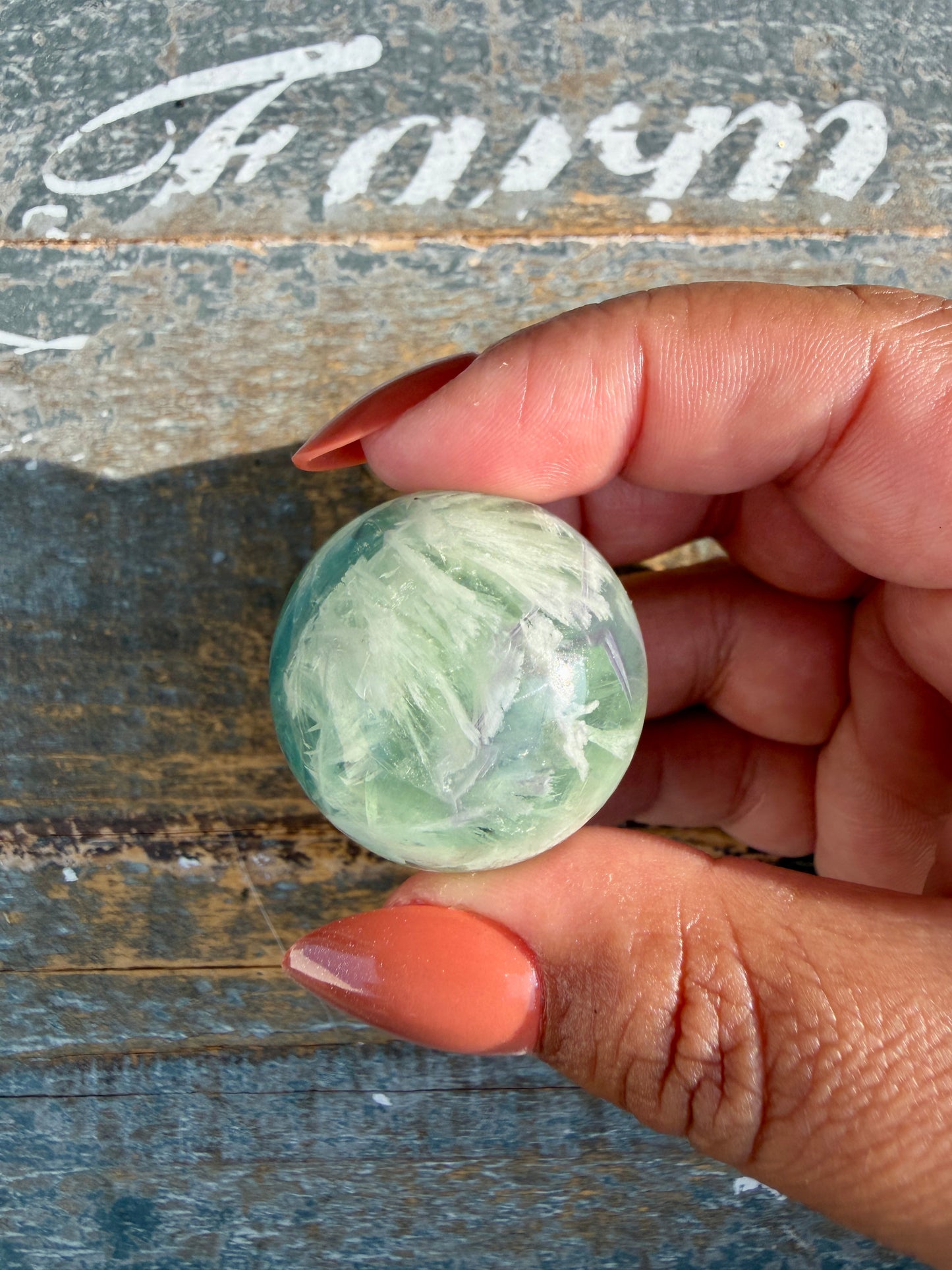 Gorgeous Feathered Fluorite Sphere | Opt 20