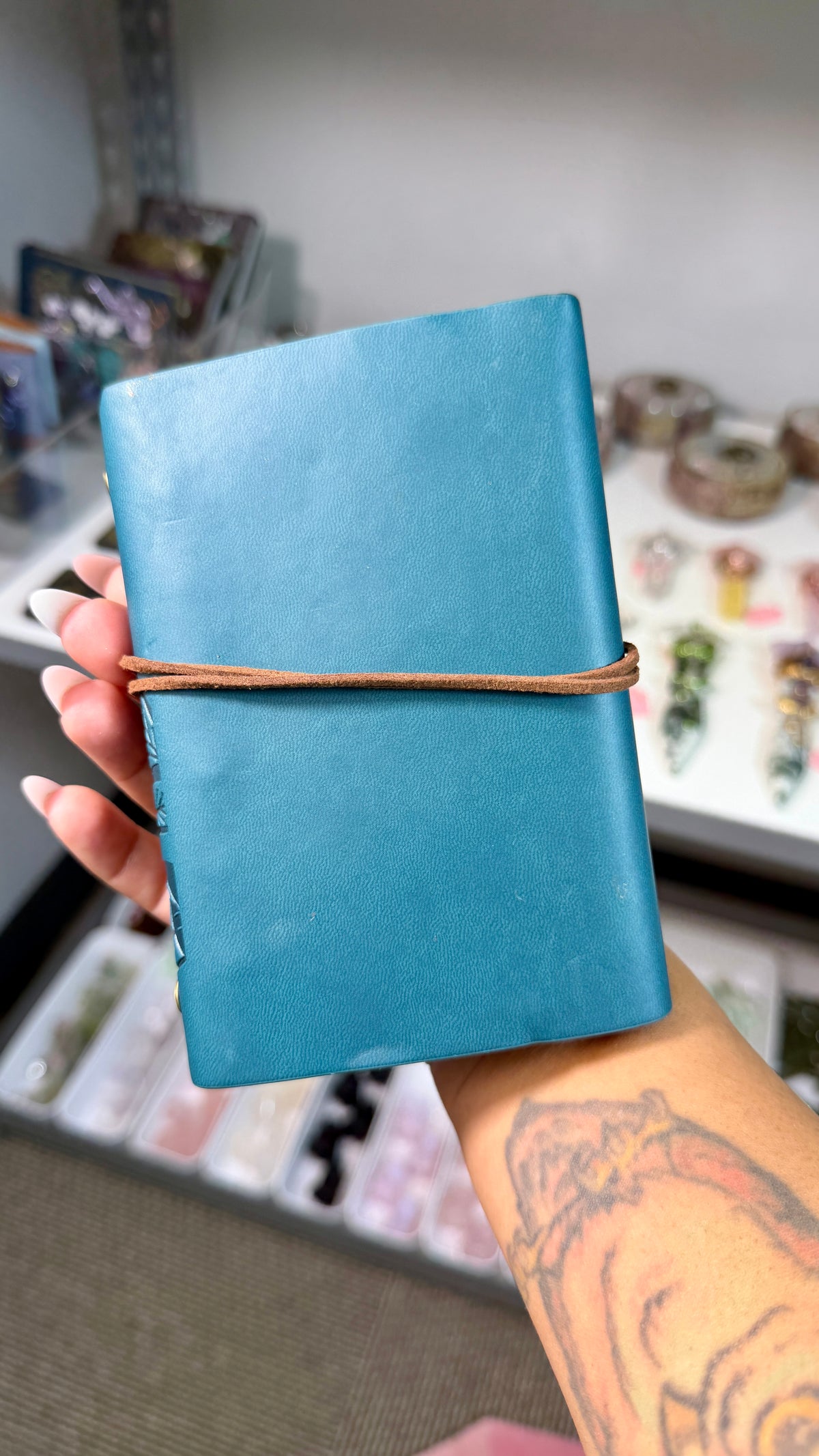 Enchanted Crystal Embellished Journal | Renaissance Faire Inspired Notebook | Dark Teal