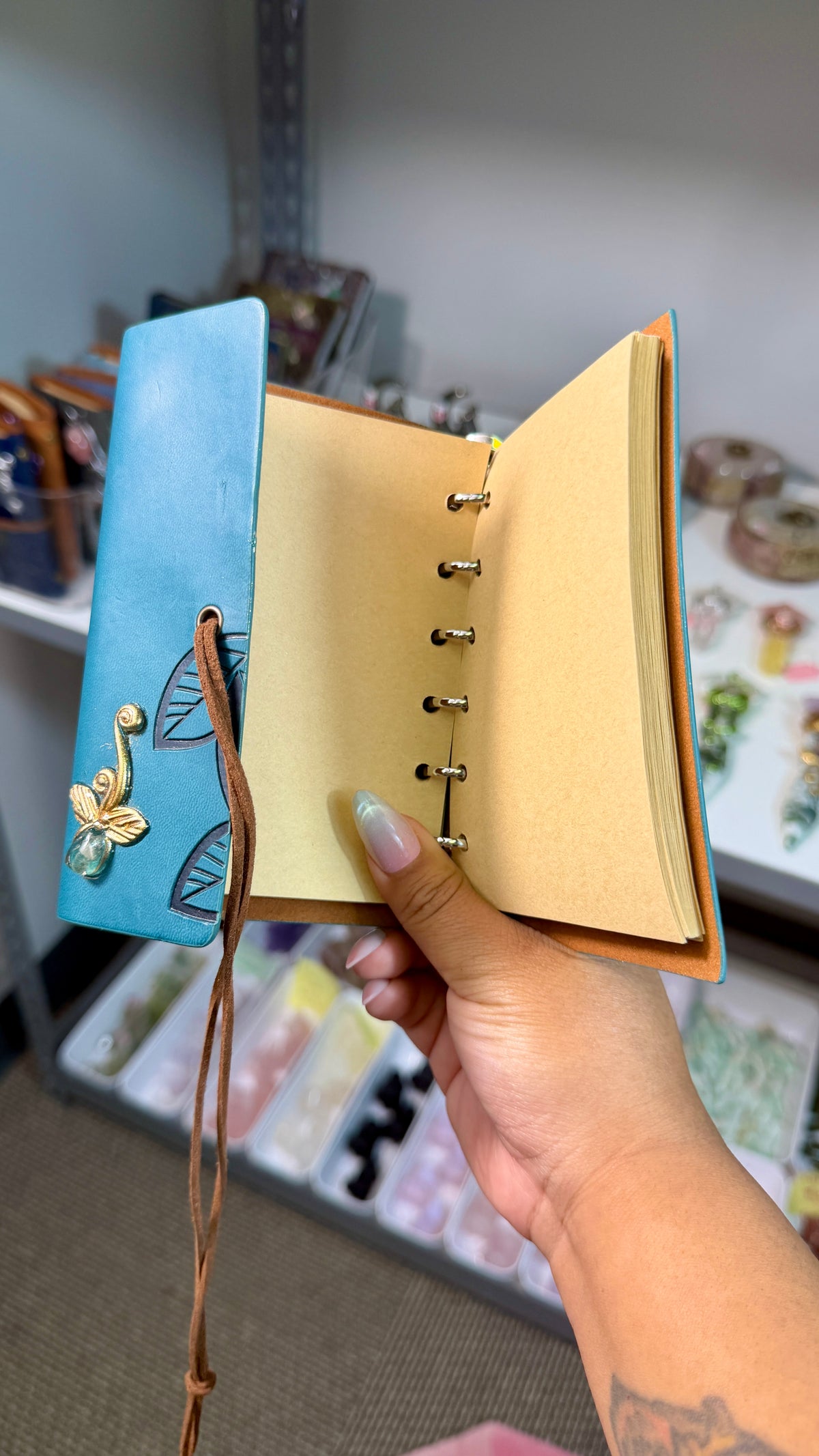 Enchanted Crystal Embellished Journal | Renaissance Faire Inspired Notebook | Dark Teal