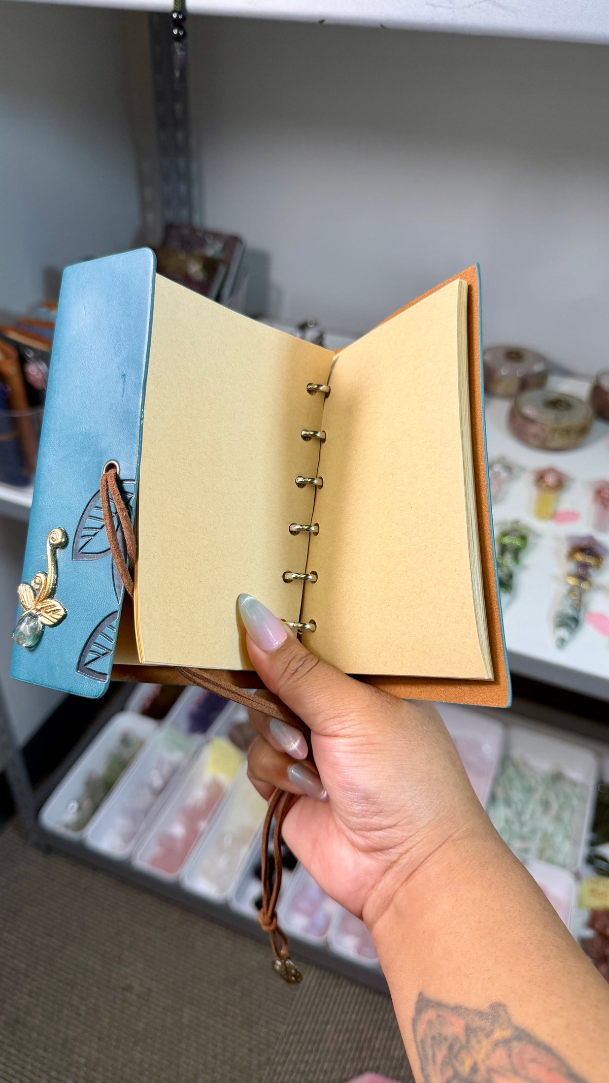Enchanted Crystal Embellished Journal | Renaissance Faire Inspired Notebook | Dark Teal