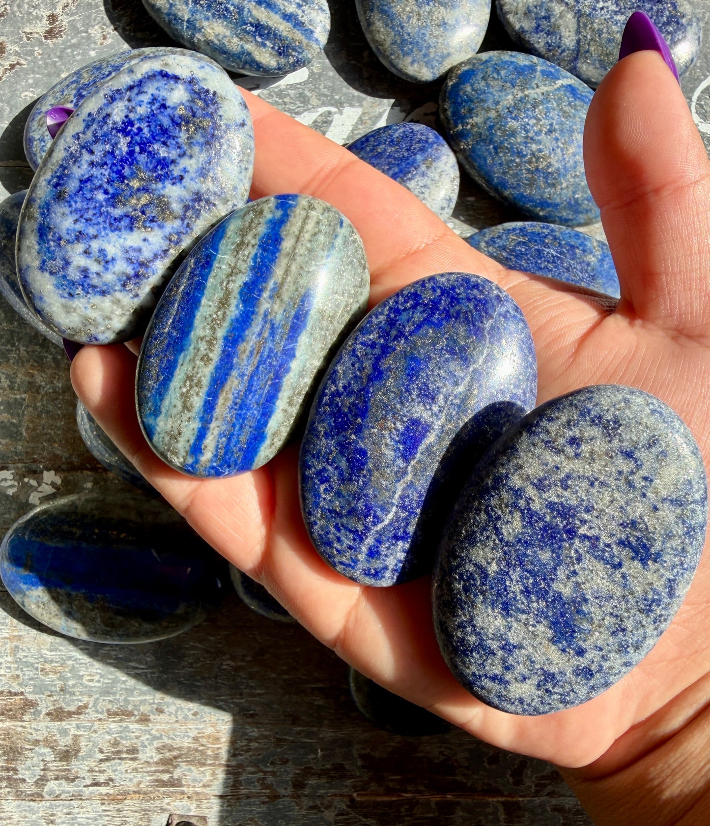 One (1) Lapis Lazuli Flat Palm Stone | Intuitively Chosen