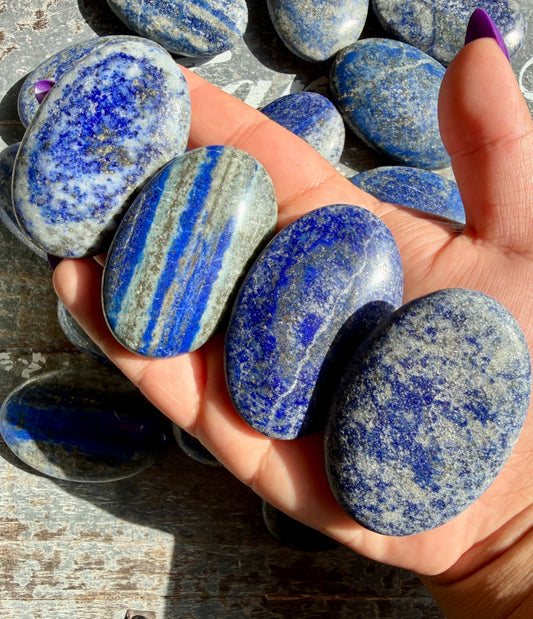One (1) Lapis Lazuli Flat Palm Stone | Intuitively Chosen