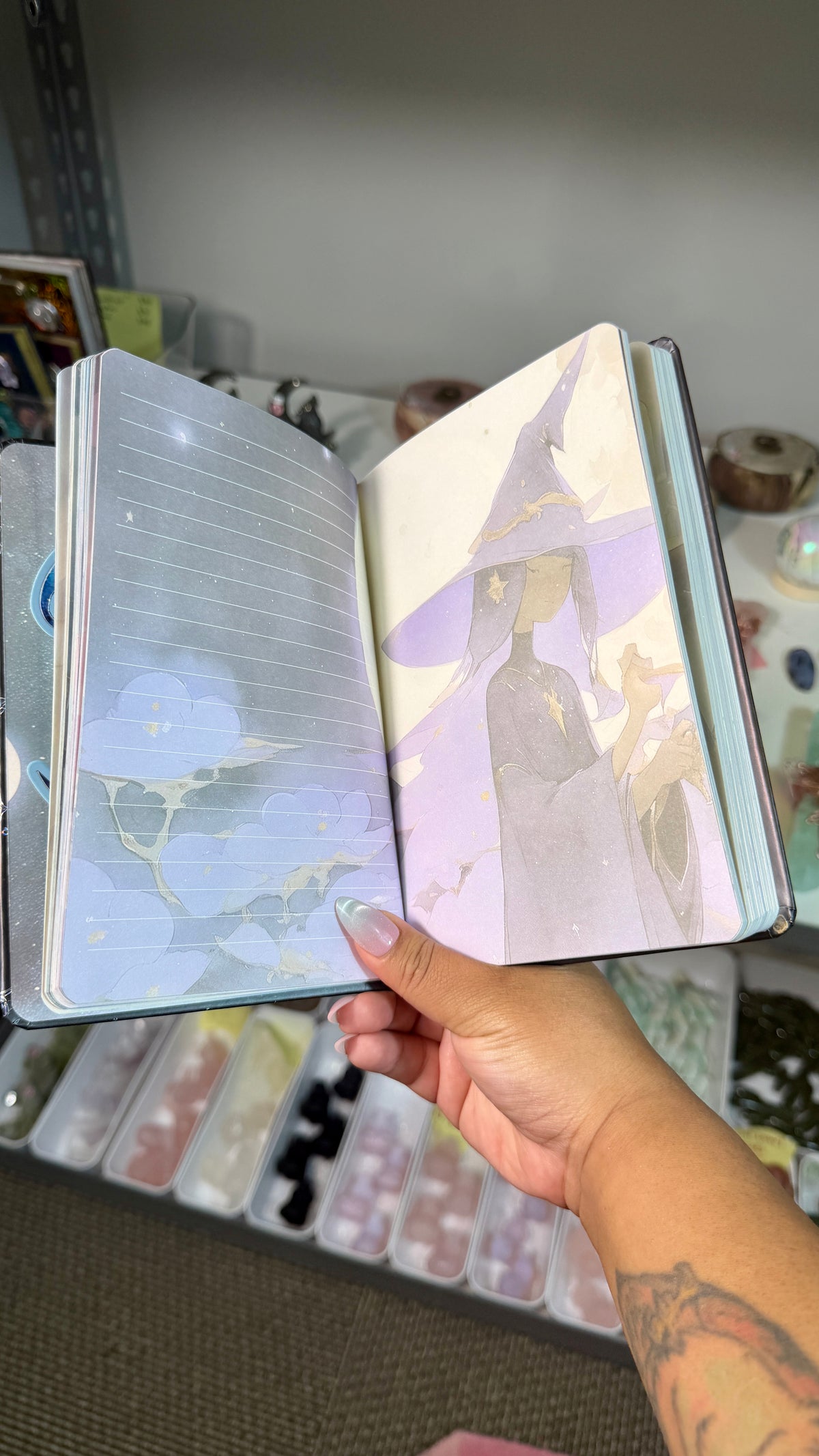 Celestial Witchy Anime Crystal Embellished Journal | Fantasy Notebook