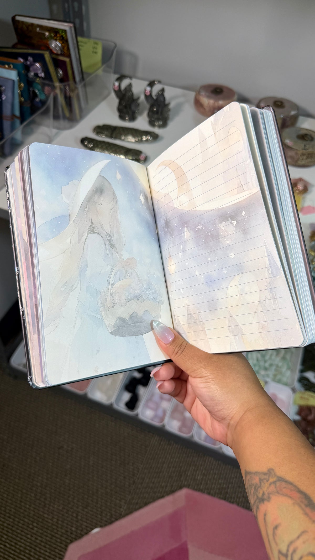 Celestial Witchy Anime Crystal Embellished Journal | Fantasy Notebook