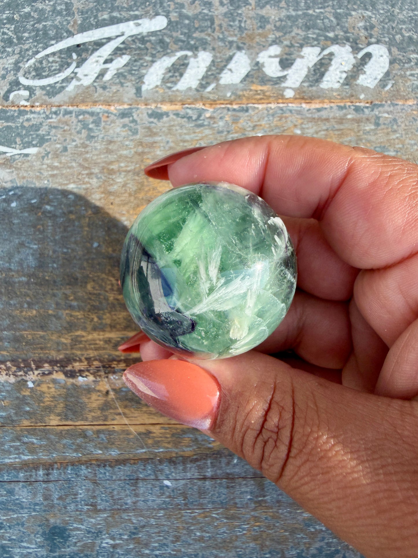 Gorgeous Feathered Fluorite Sphere | Opt 24