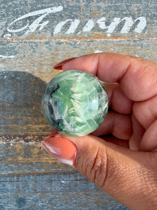 Gorgeous Feathered Fluorite Sphere | Opt 24