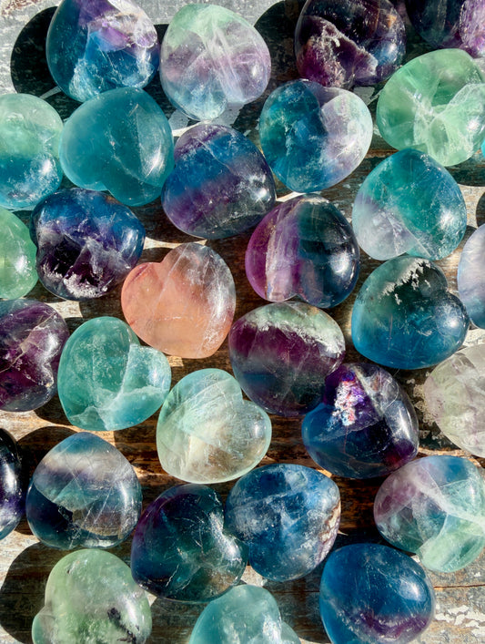 One (1) Rainbow Fluorite Mini Heart | Intuitively Chosen