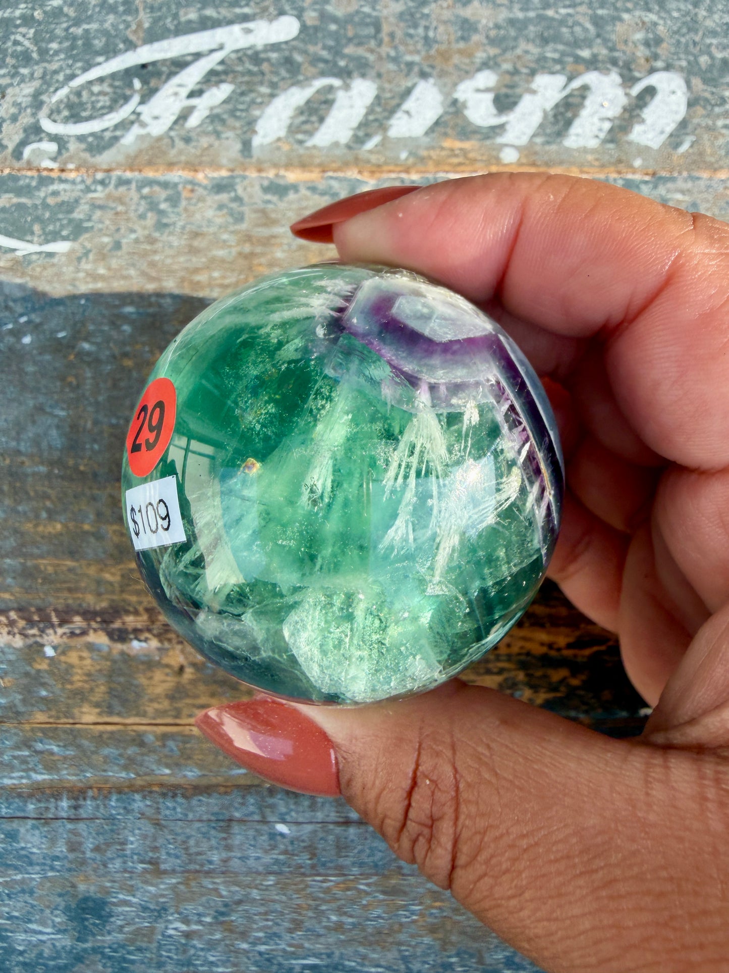 Gorgeous Feathered Fluorite Sphere | Opt 29