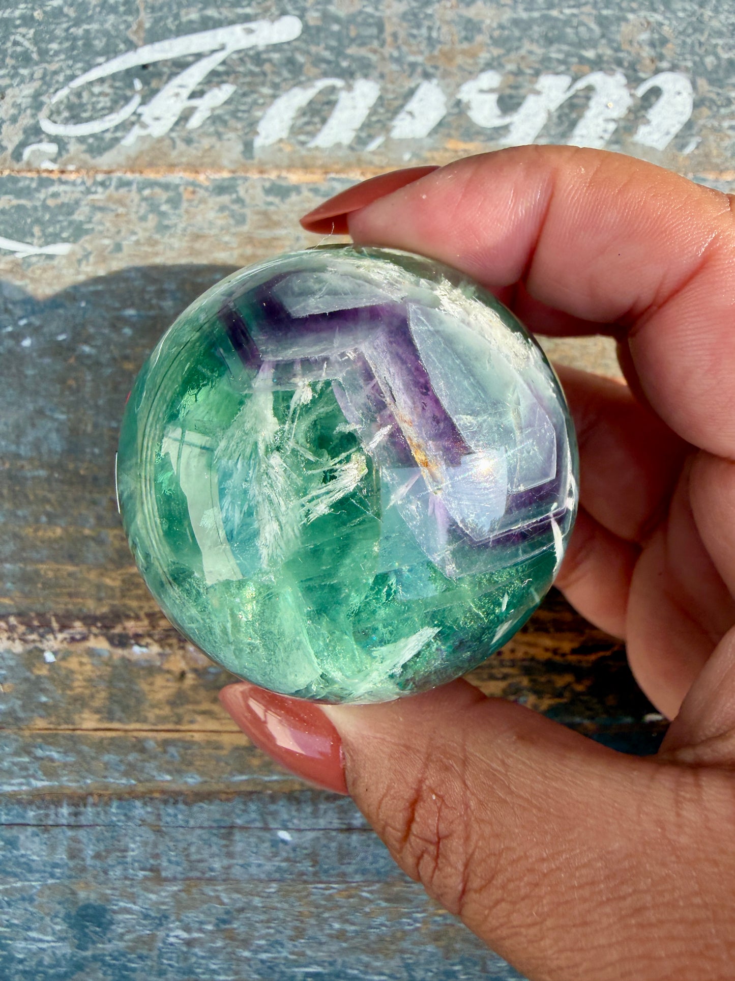 Gorgeous Feathered Fluorite Sphere | Opt 29
