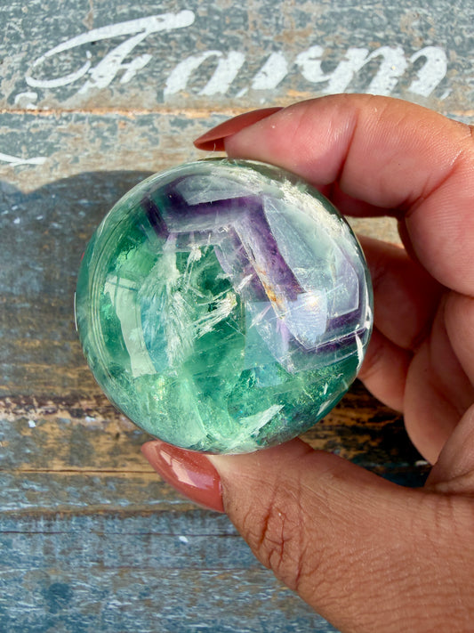 Gorgeous Feathered Fluorite Sphere | Opt 29