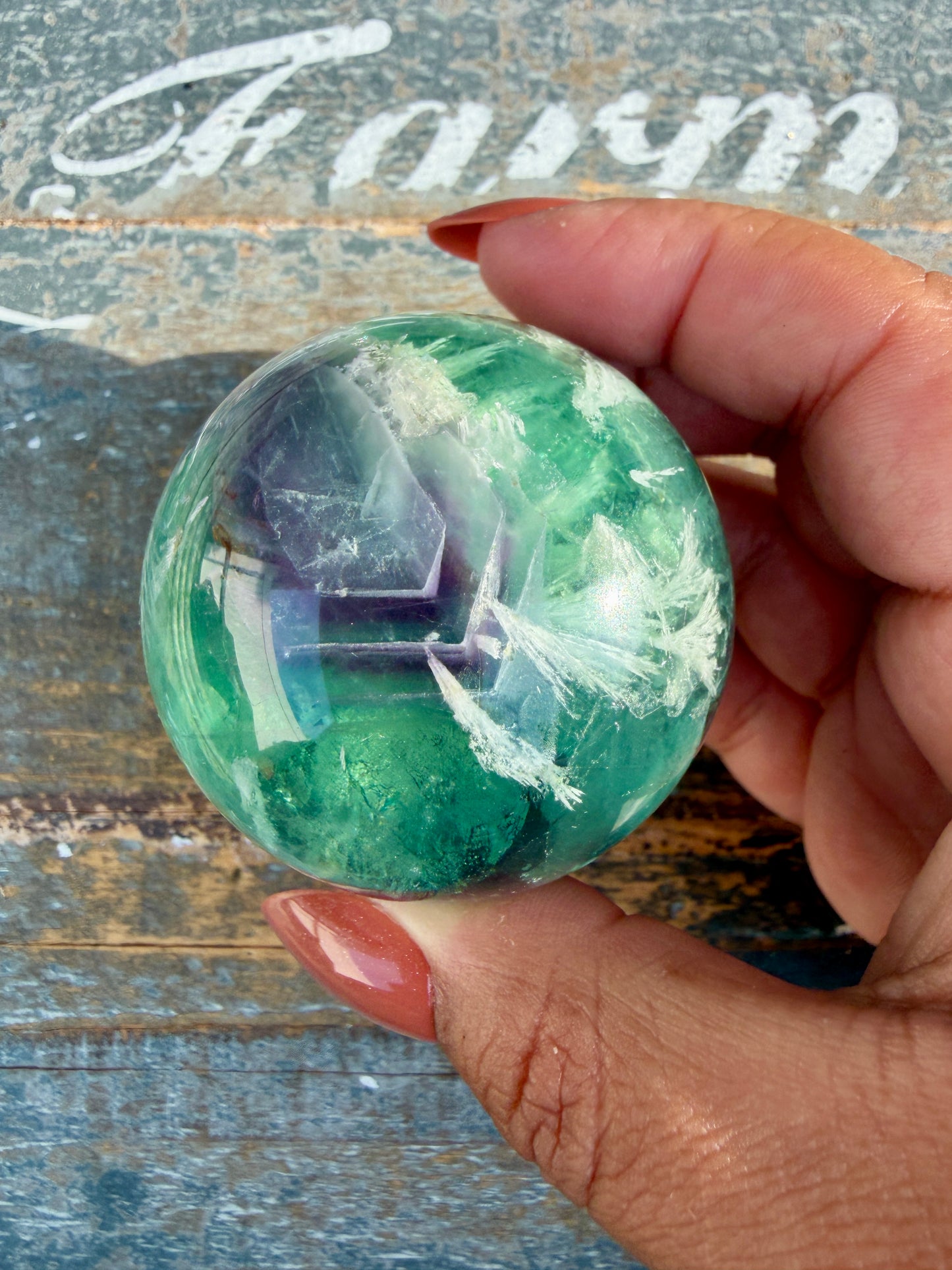 Gorgeous Feathered Fluorite Sphere | Opt 29