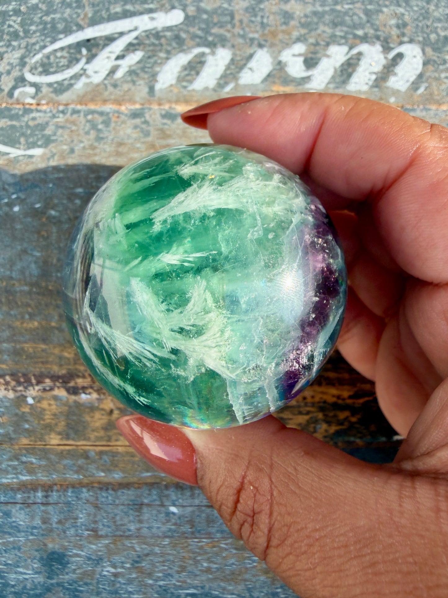 Gorgeous Feathered Fluorite Sphere | Opt 29