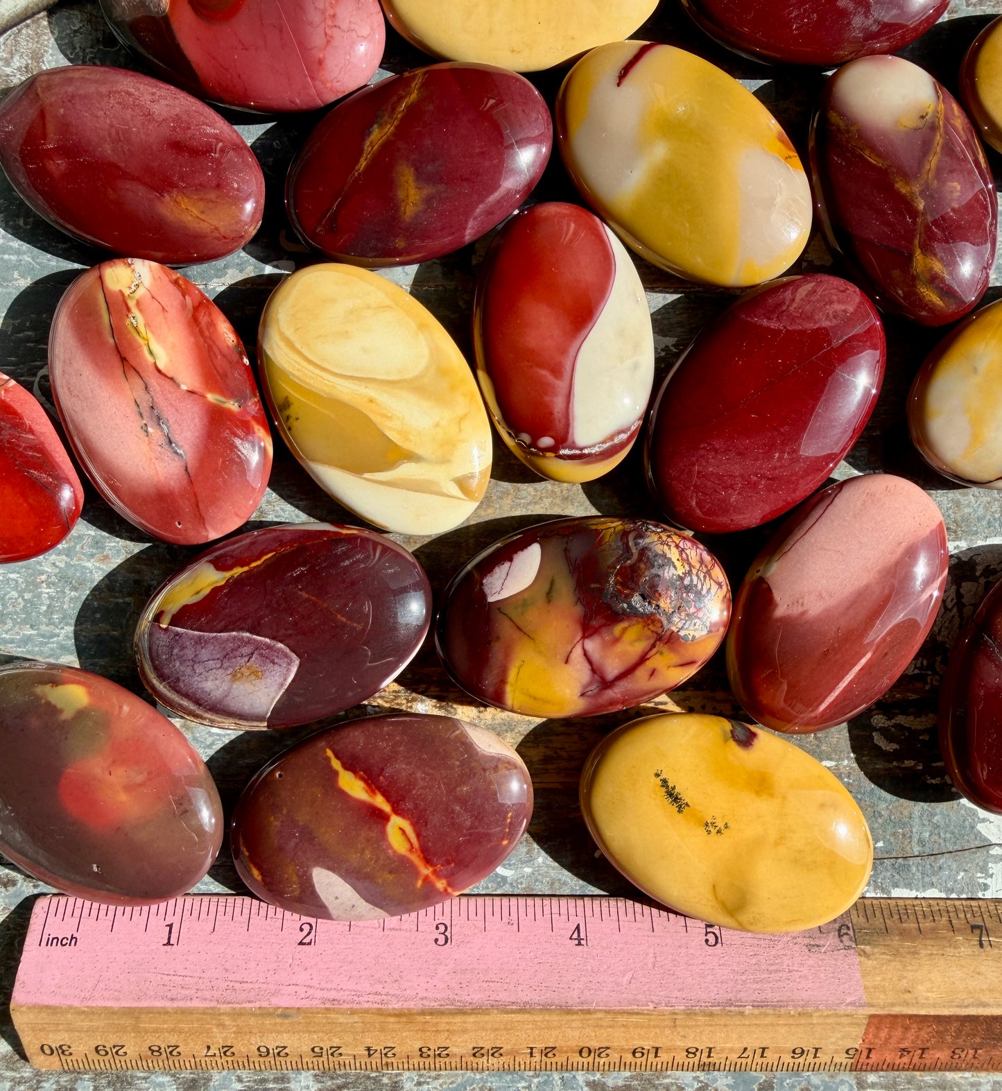 One (1) Mookaite Flat Palm Stone | Intuitively Chosen
