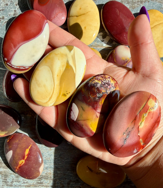 One (1) Mookaite Flat Palm Stone | Intuitively Chosen