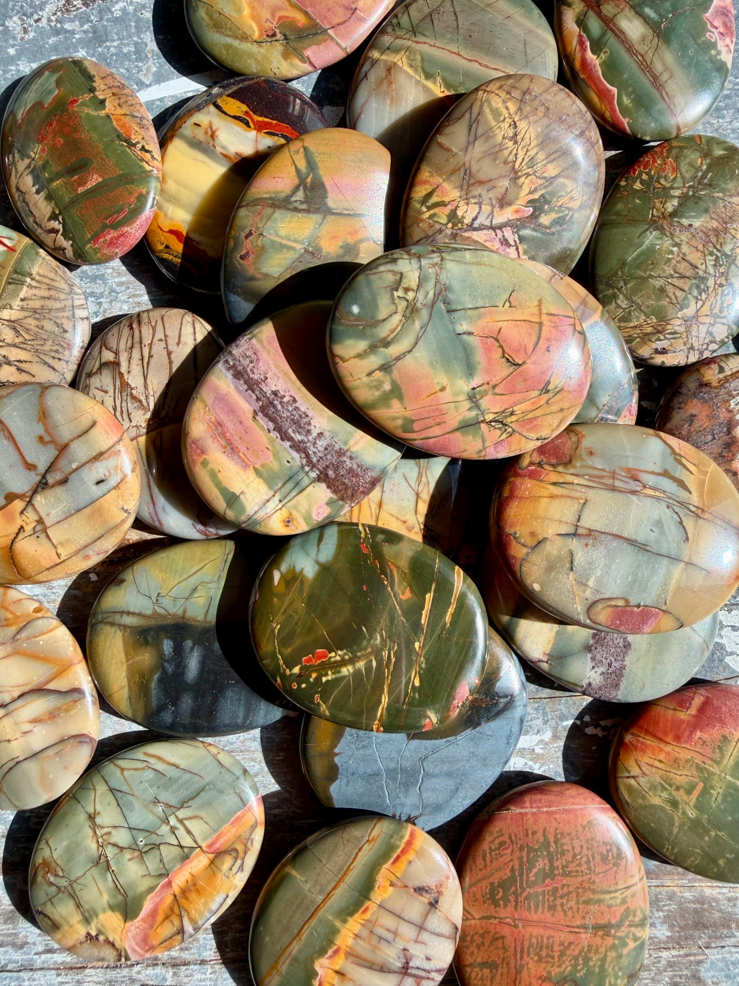 One (1) Cherry Creek Jasper Flat Palm Stone | Intuitively Chosen