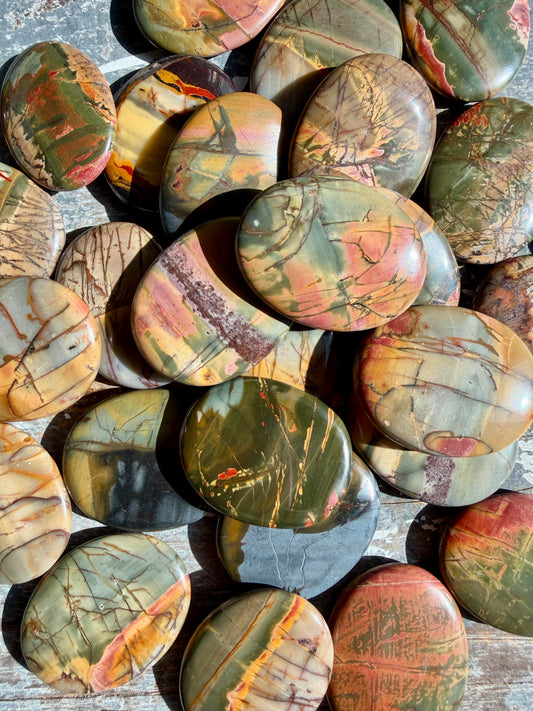 One (1) Cherry Creek Jasper Flat Palm Stone | Intuitively Chosen