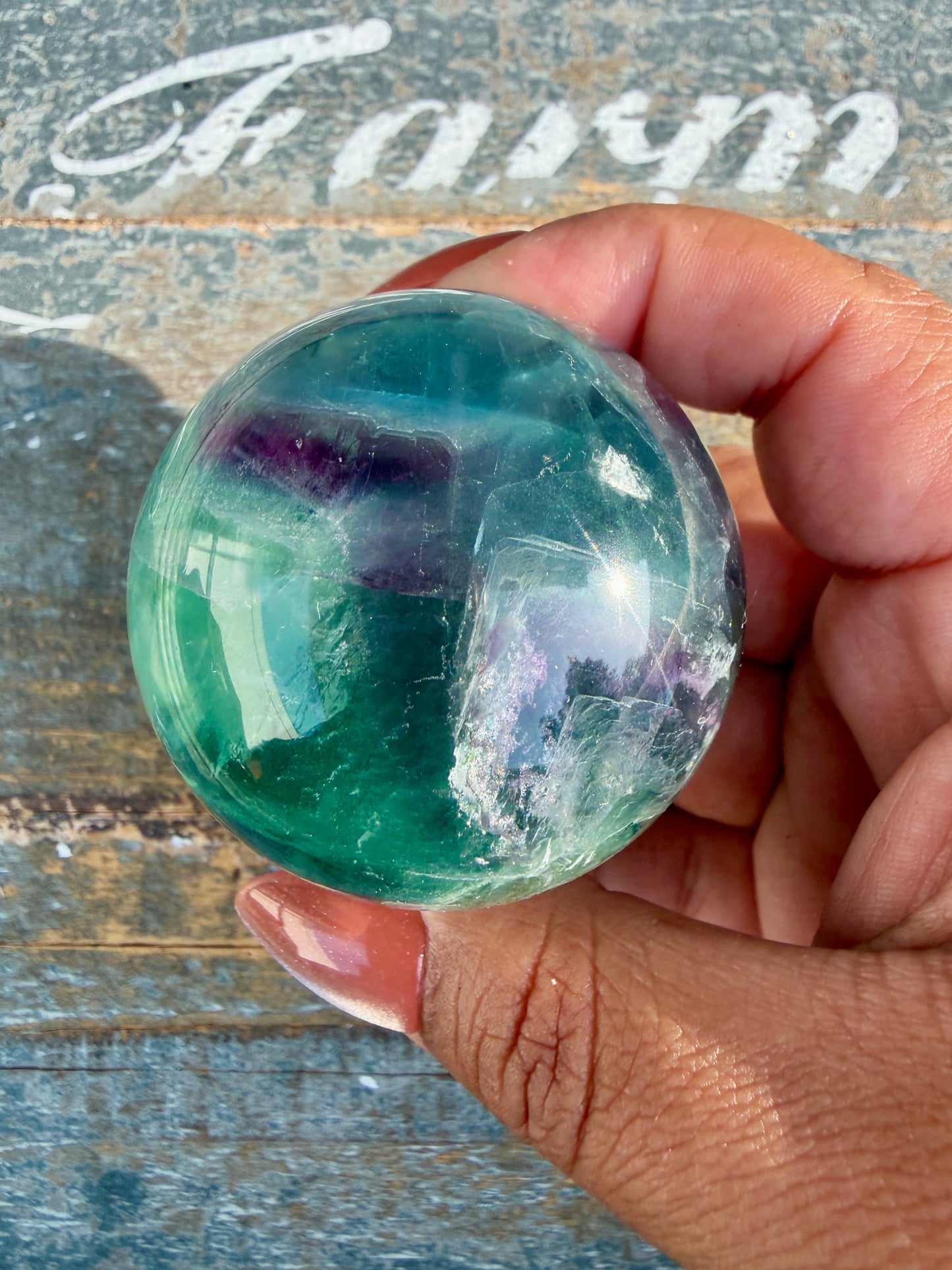 Gorgeous Feathered Fluorite Sphere | Opt 29