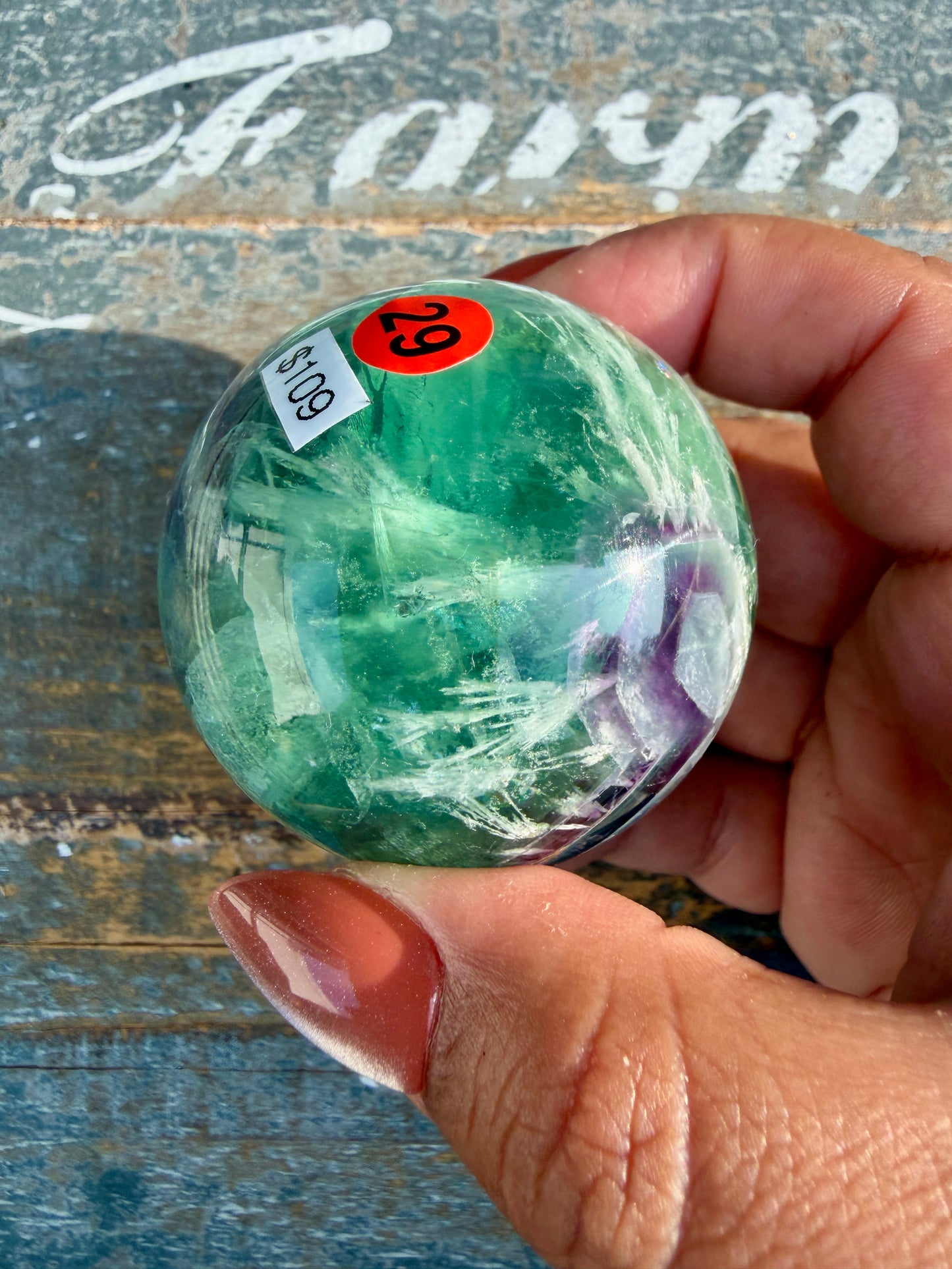 Gorgeous Feathered Fluorite Sphere | Opt 29