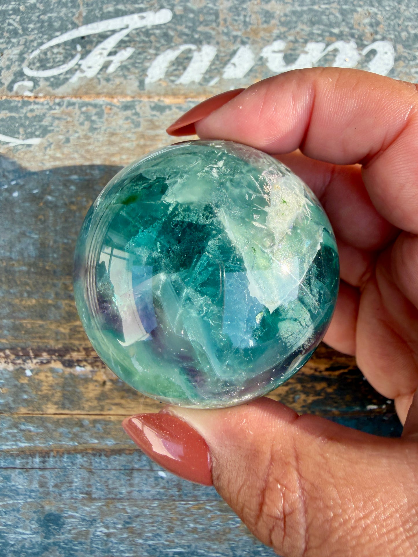 Gorgeous Feathered Fluorite Sphere | Opt 30