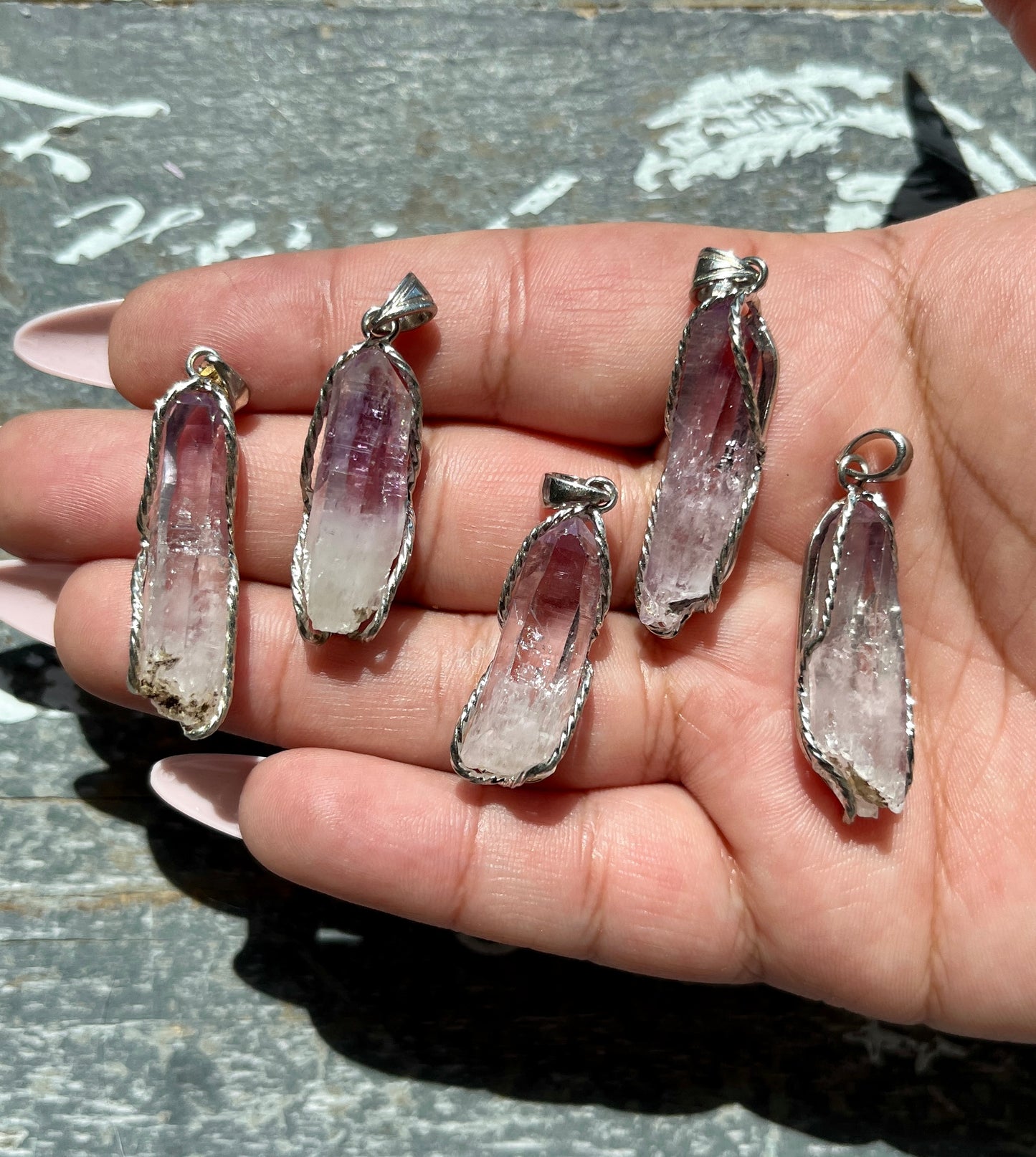 One (1) Gorgeous Vera Cruz Amethyst Raw 925 Sterling Silver Pendant from Mexico, Intuitively Chosen