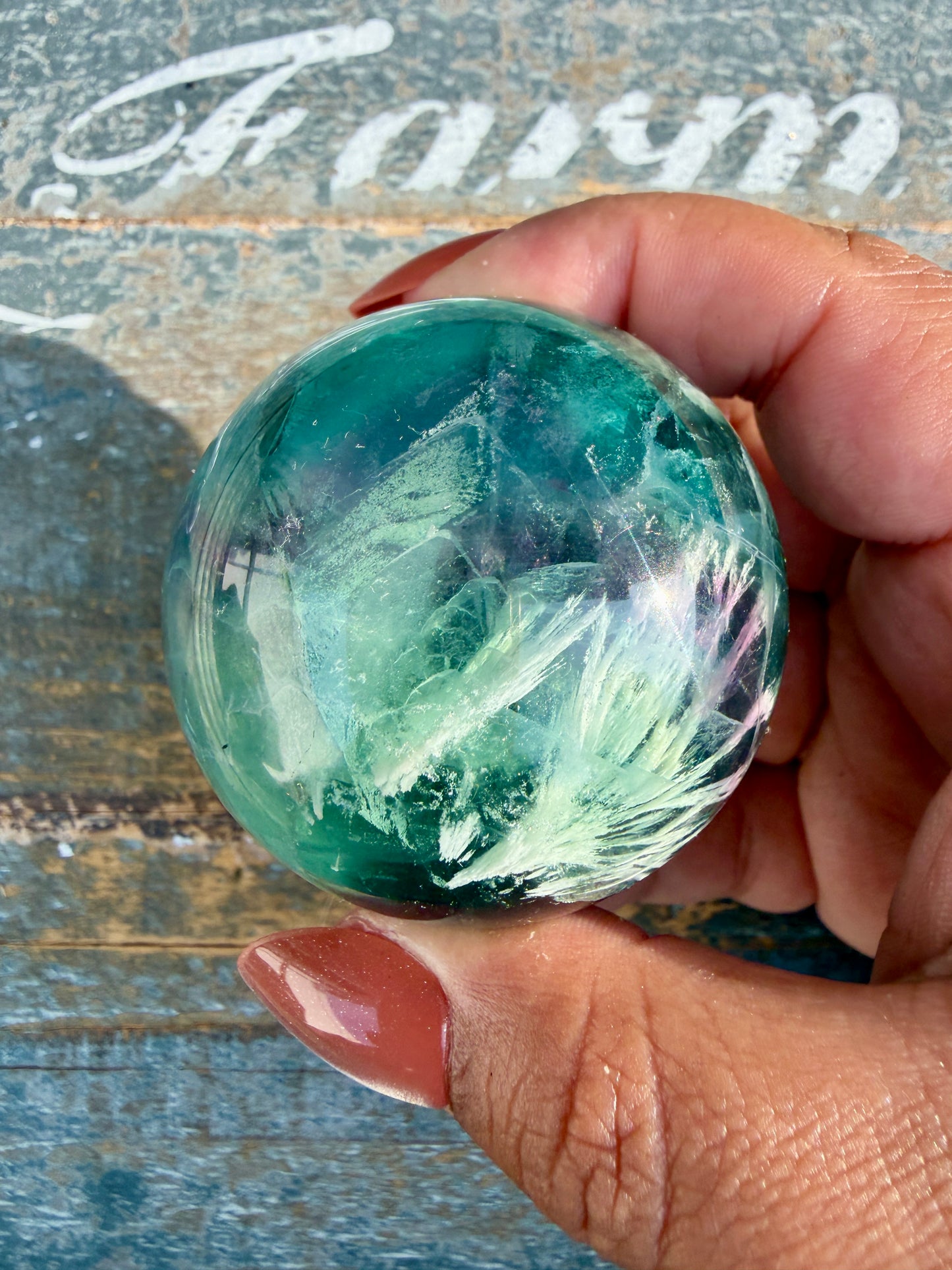 Gorgeous Feathered Fluorite Sphere | Opt 30