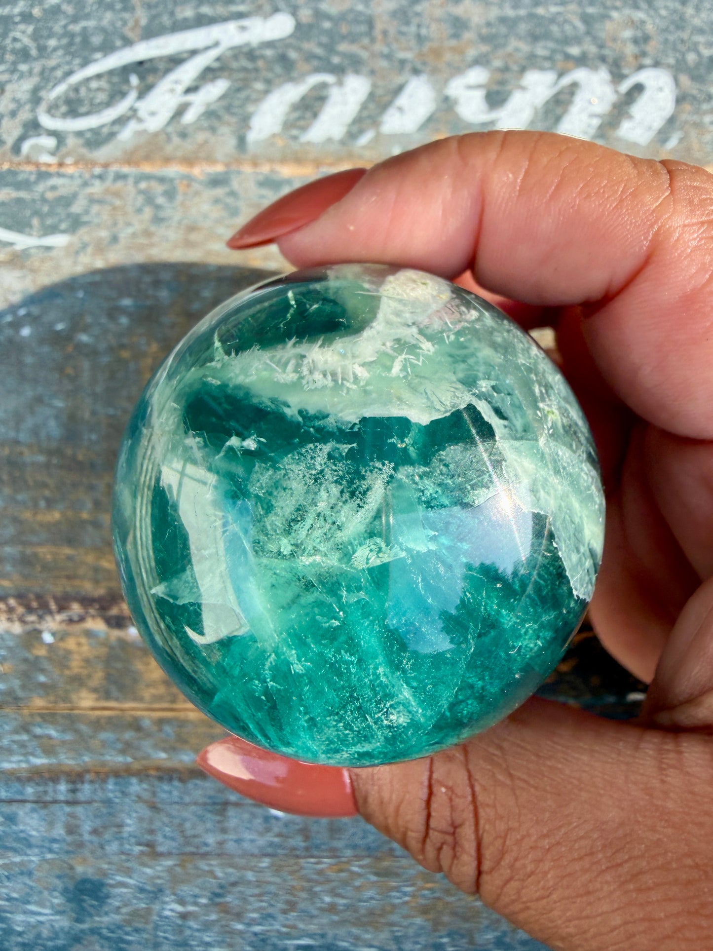 Gorgeous Feathered Fluorite Sphere | Opt 30