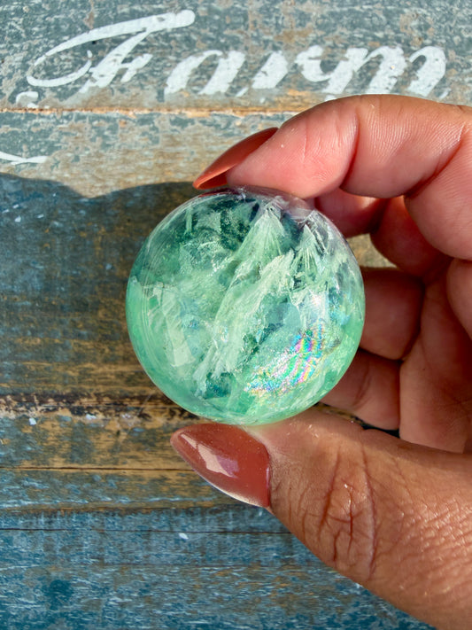 Gorgeous Feathered Fluorite Sphere | Opt 25