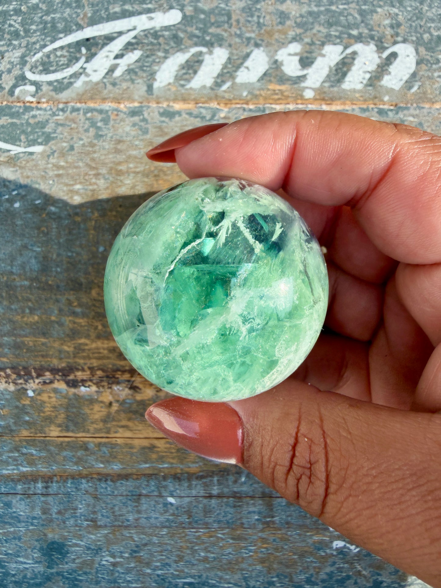 Gorgeous Feathered Fluorite Sphere | Opt 25