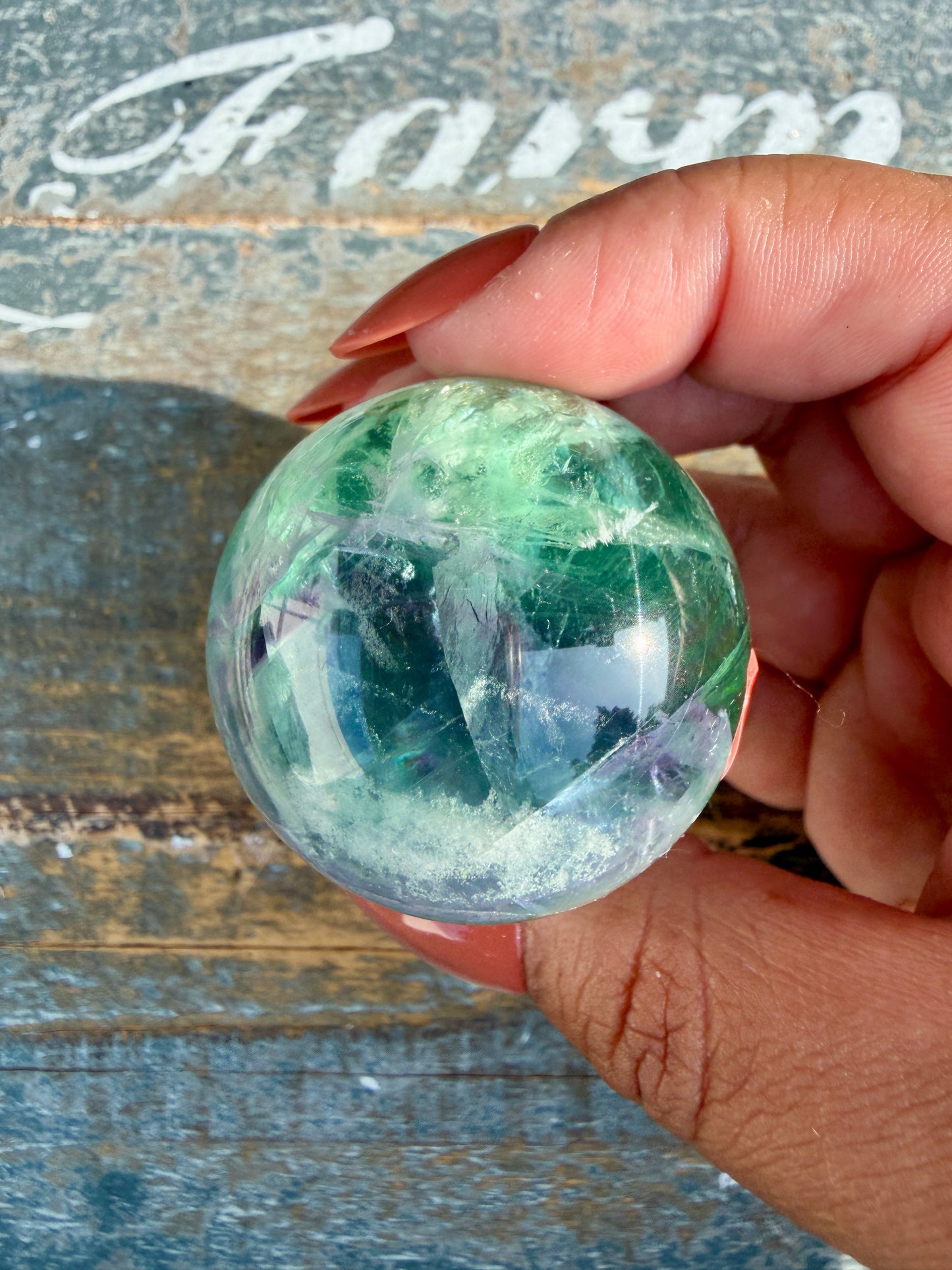 Gorgeous Feathered Fluorite Sphere | Opt 25