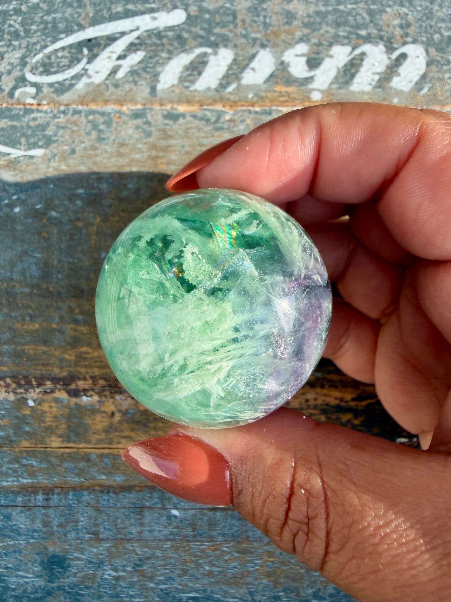 Gorgeous Feathered Fluorite Sphere | Opt 25