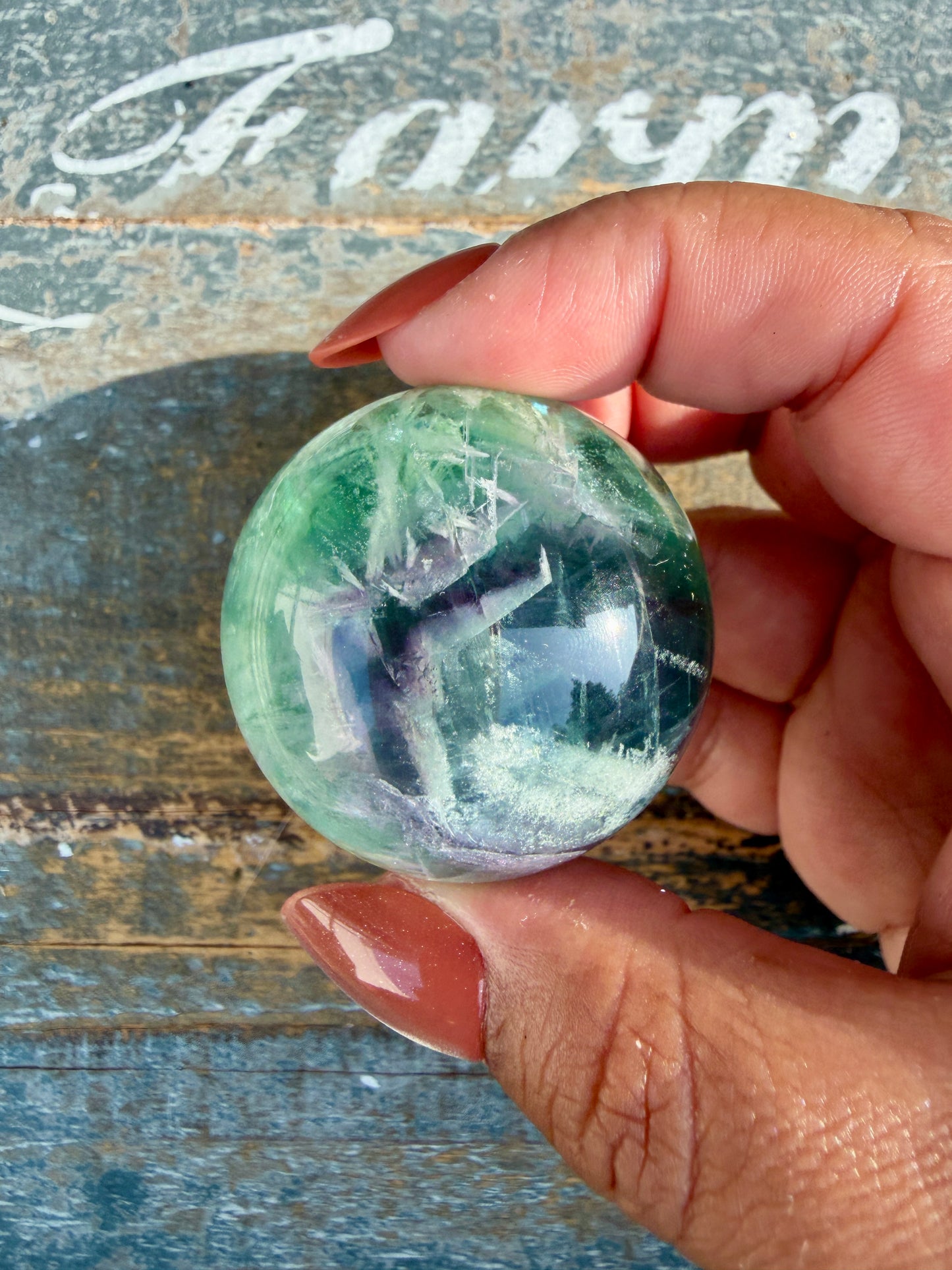 Gorgeous Feathered Fluorite Sphere | Opt 25