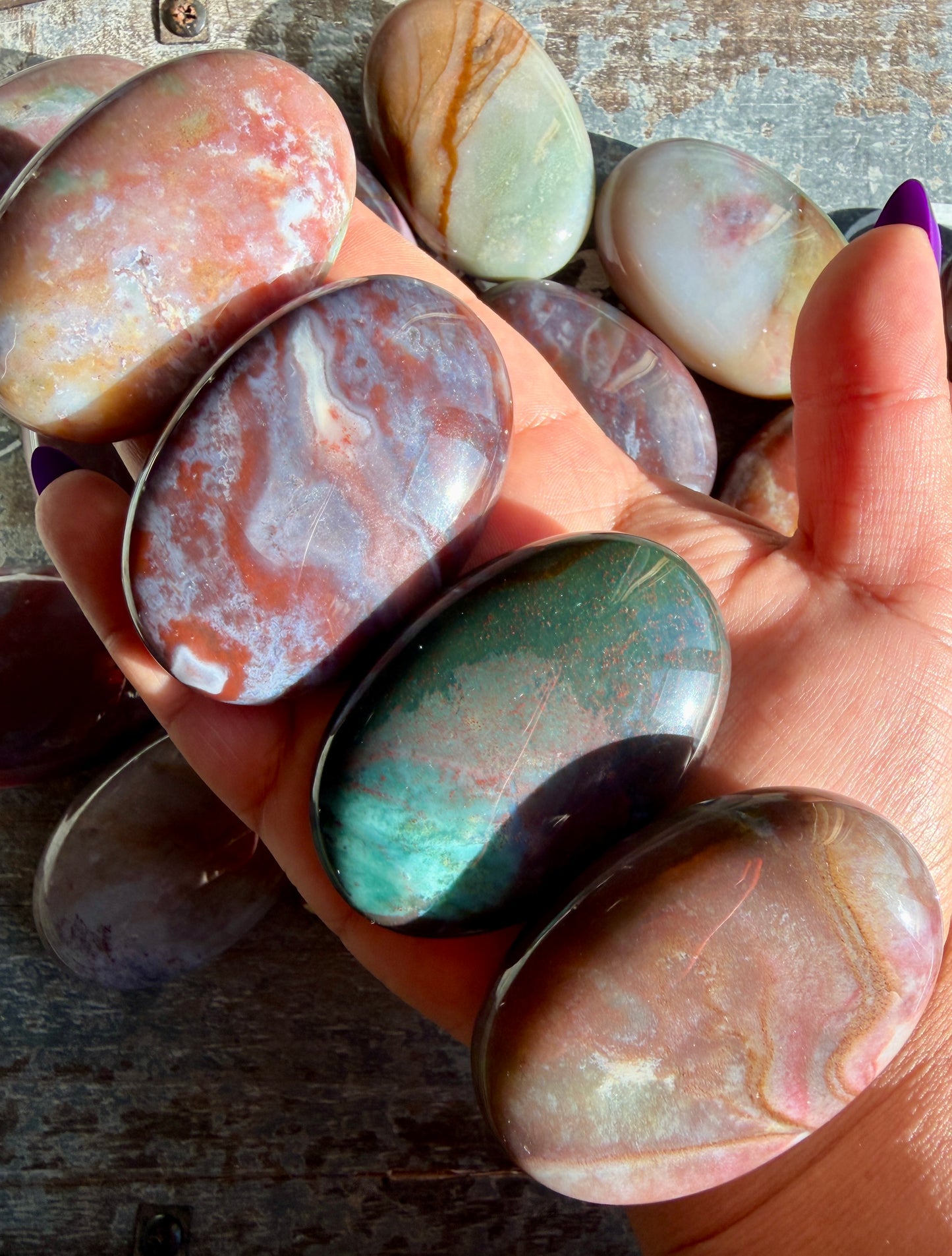 One (1) Sea Jasper Palm Stone | India | Intuitively Chosen