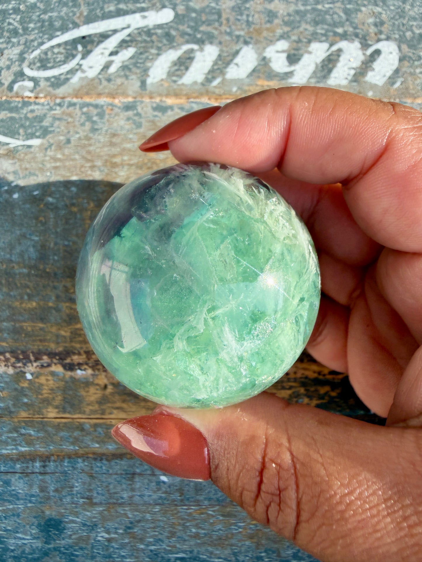 Gorgeous Feathered Fluorite Sphere | Opt 27