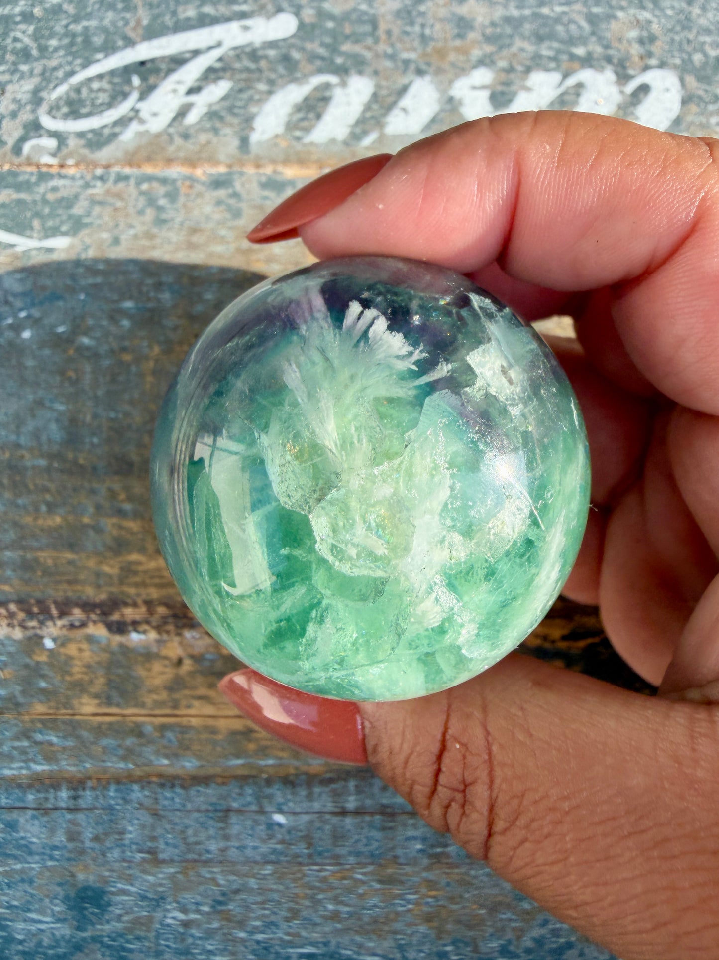 Gorgeous Feathered Fluorite Sphere | Opt 27