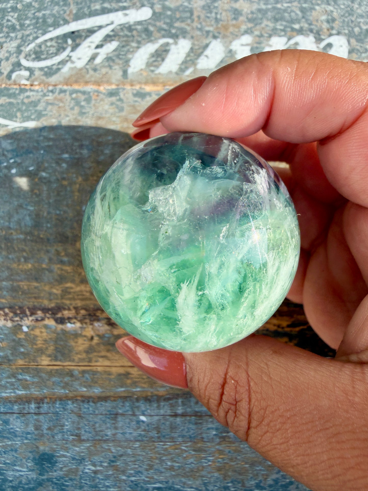 Gorgeous Feathered Fluorite Sphere | Opt 27