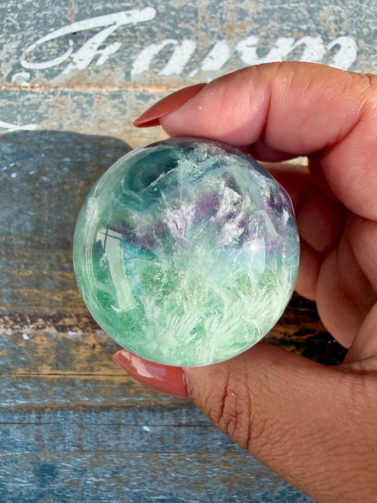 Gorgeous Feathered Fluorite Sphere | Opt 27