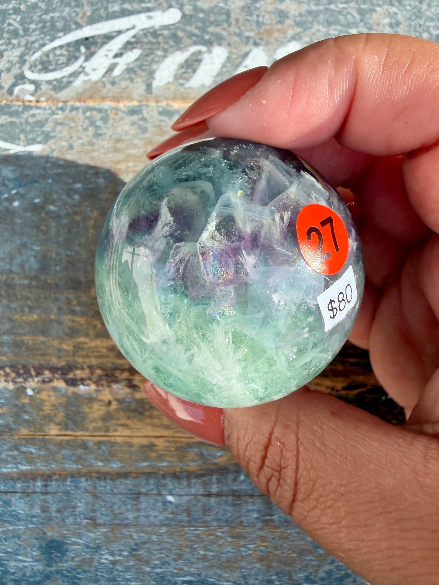 Gorgeous Feathered Fluorite Sphere | Opt 27